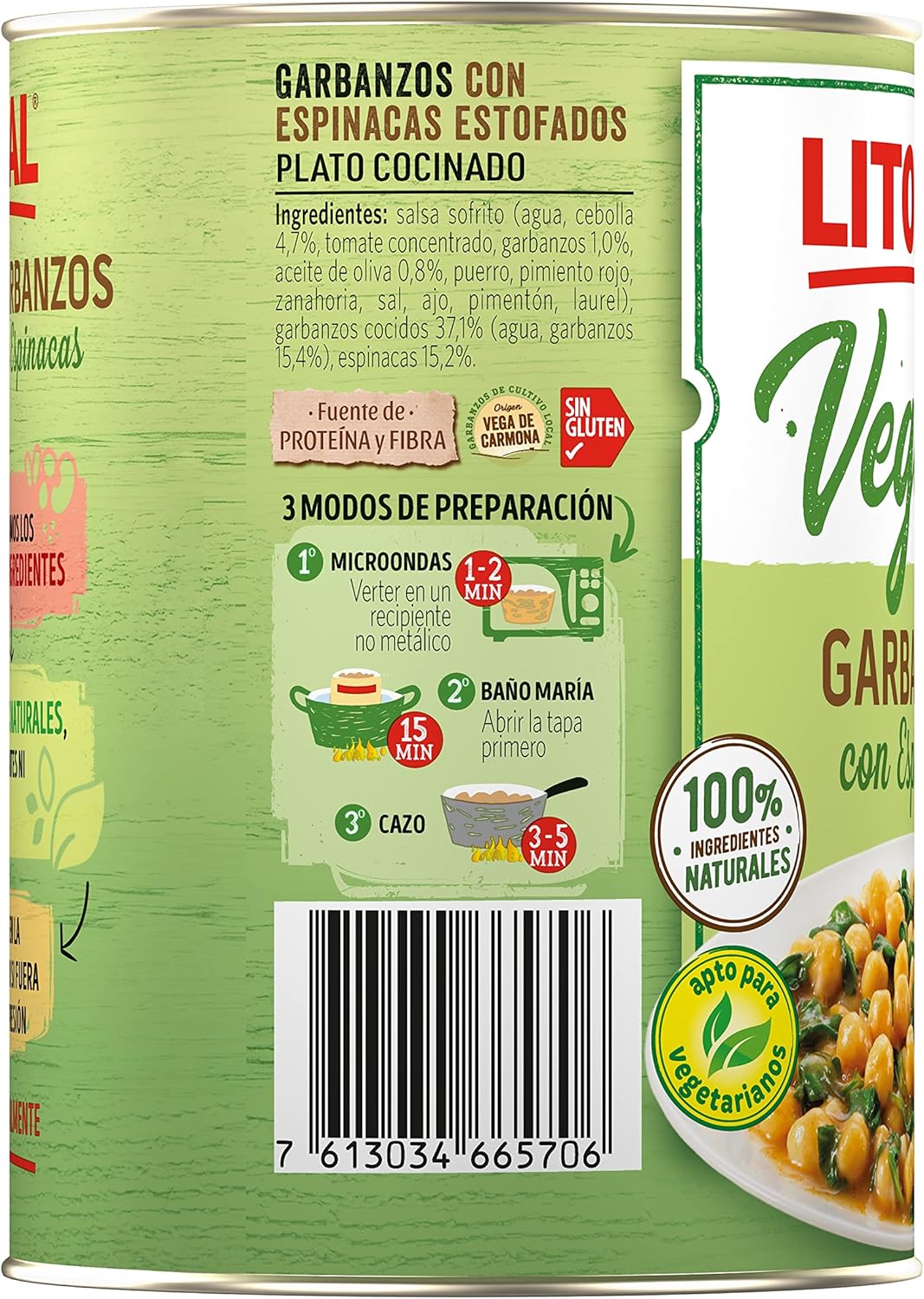 Thumbnail 4 de Litoral Vegetal Garbanzas con Espinacas 🌱 Pack 10x425g