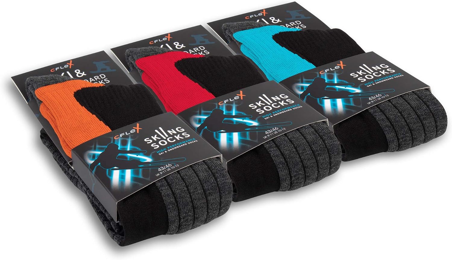 Detalle 2 de CFLEX High Performance Unisex Ski and Snowboard Socks, Size 35–38