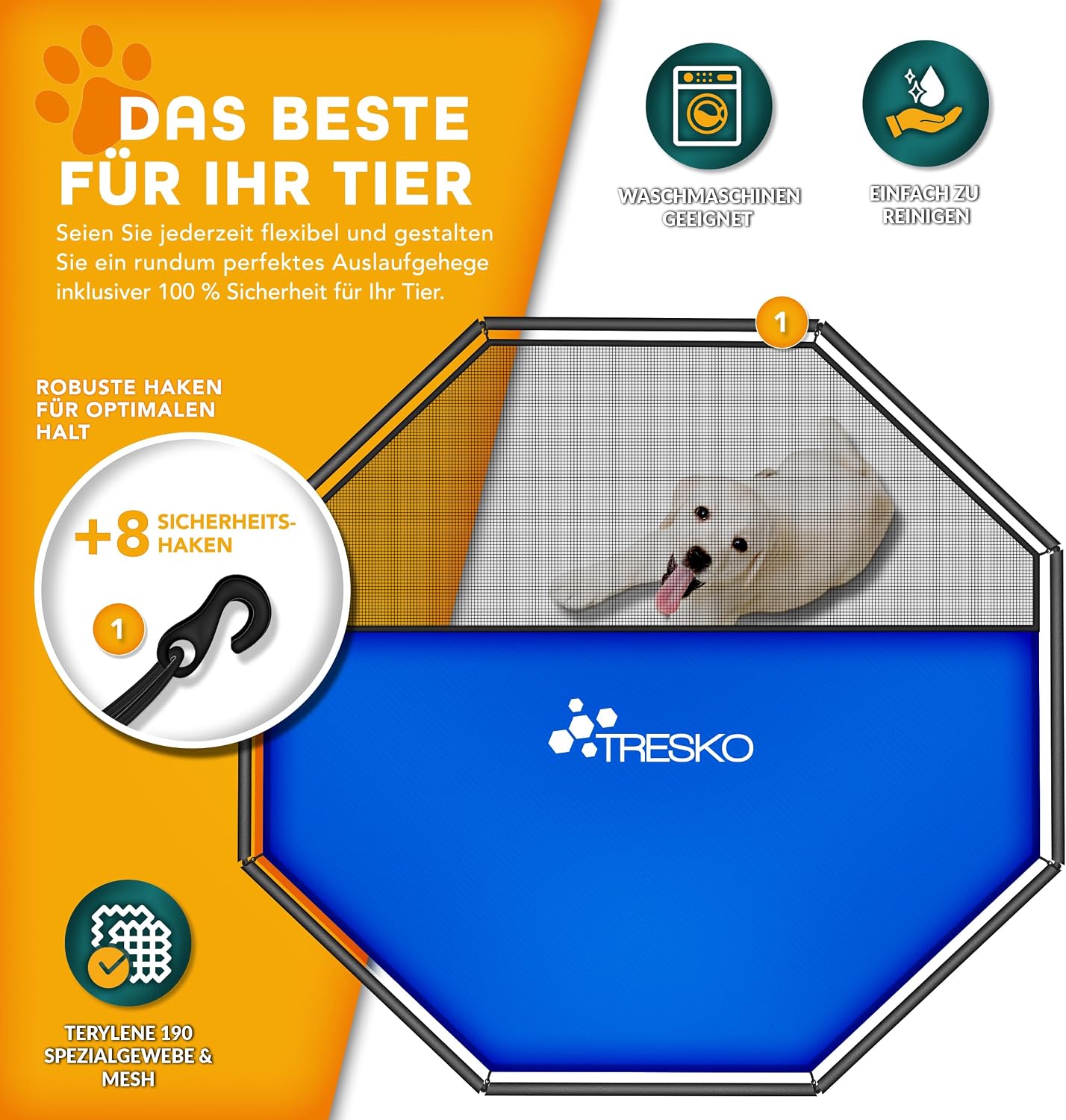 Detalle de TRESKO Welpenlaufstall 60 cm hoch