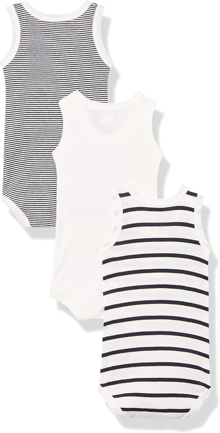 Thumbnail 2 de Petit Bateau A02ei body senza maniche unisex (confezione da 3) in cotone biologico per bimbi 0-24 mesi
