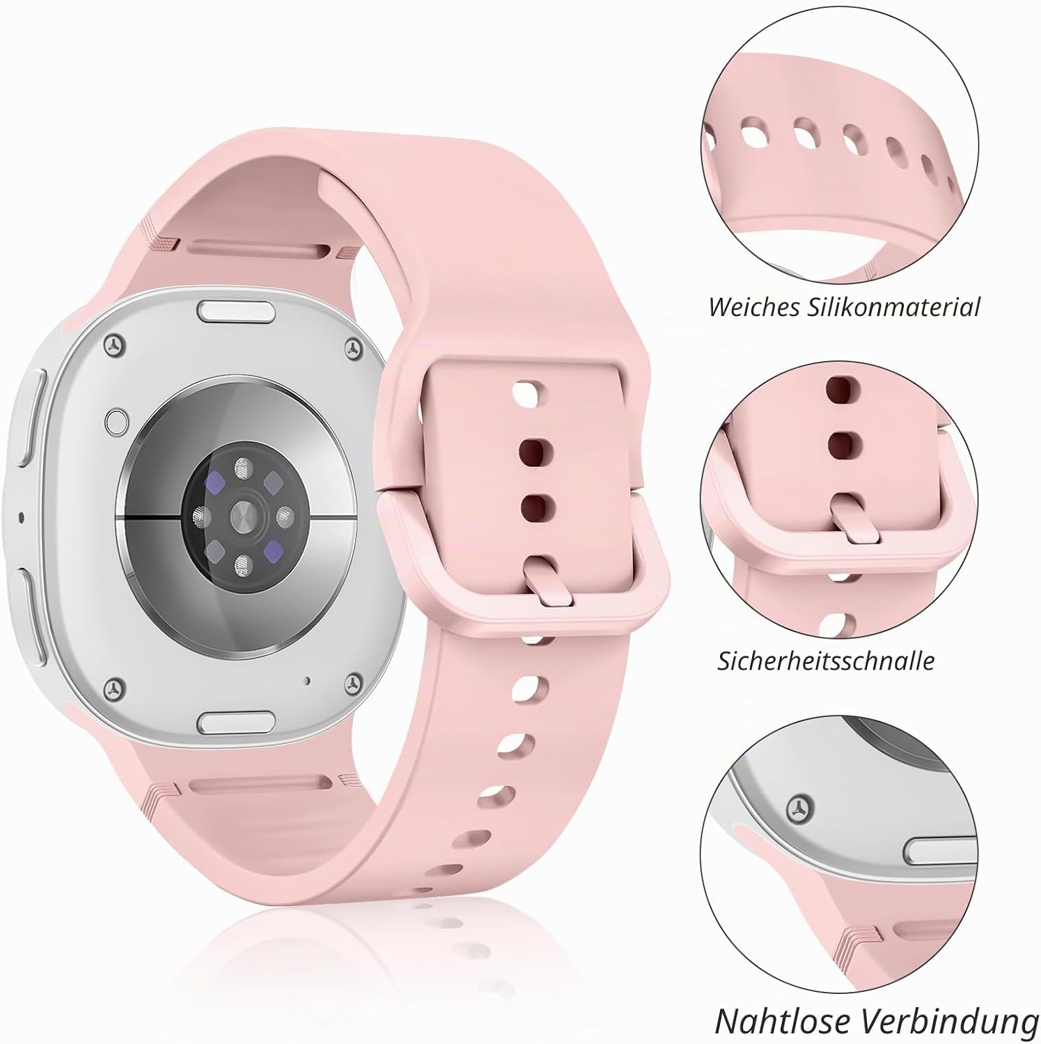 Detalle 2 de Sport Band für Samsung Galaxy Watch 8 & Classic – Weiches Silikonarmband, 20–22 mm, Ersatzband