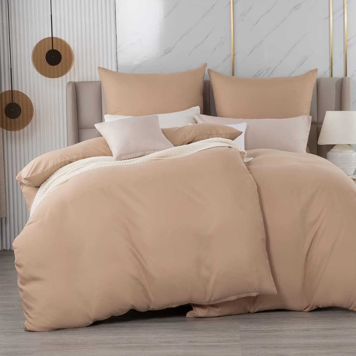 Detalle de Beqnat Kissenbezug 40x40 cm – 2er Set, Beige, 100% Mikrofaser