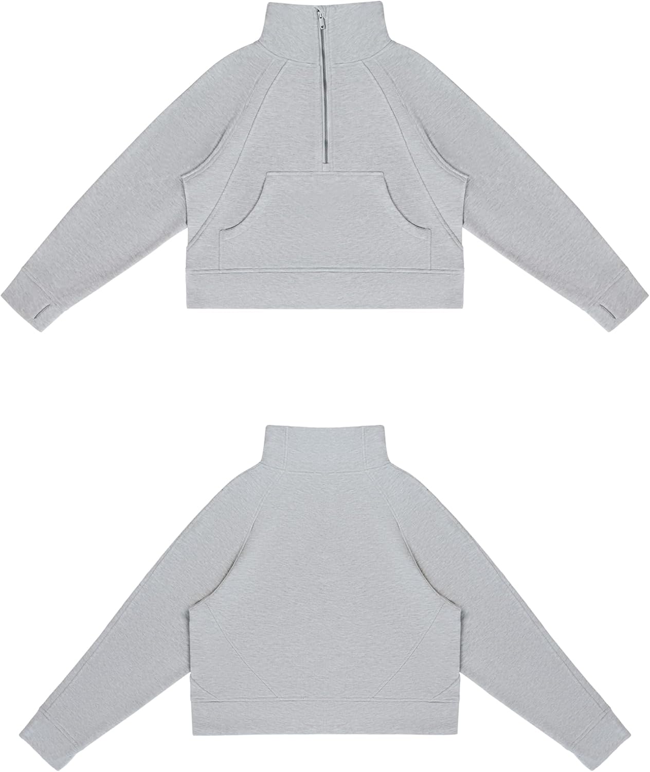 Detalle de THE GYM PEOPLE Half Zip Fleece Crop Sweatshirt