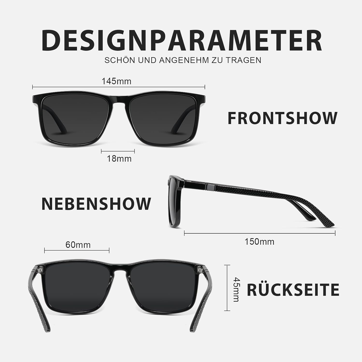 Detalle de Occhsouo Polarisiert Sonnenbrille – UV400 Schutz, TR90 Leichtgewicht, CAT 3, Schwarz