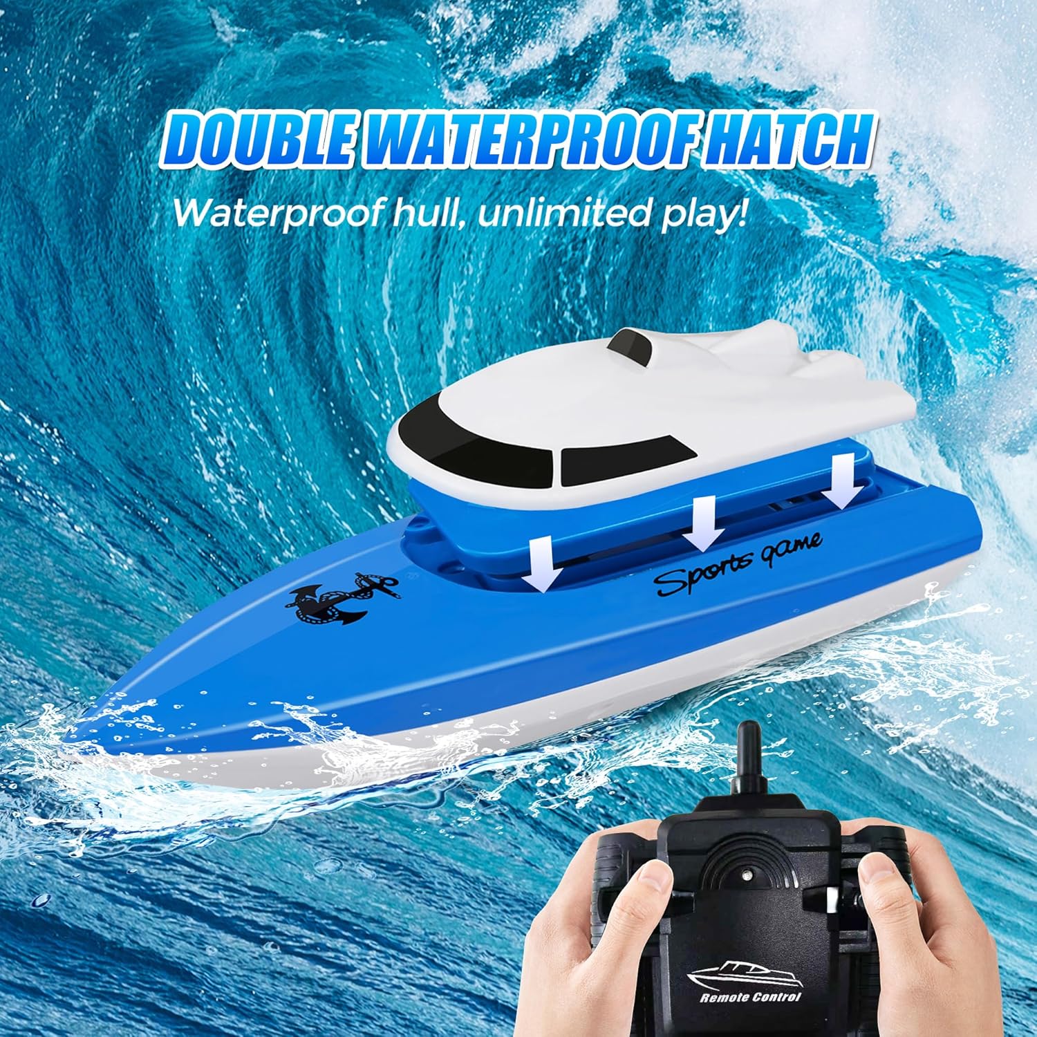Thumbnail 2 de SZJJX RC Boat for Kids: 100+ Minutes of Play, 2.4 GHz Fast Mini Racing Boat for Lakes, Pools and Ponds