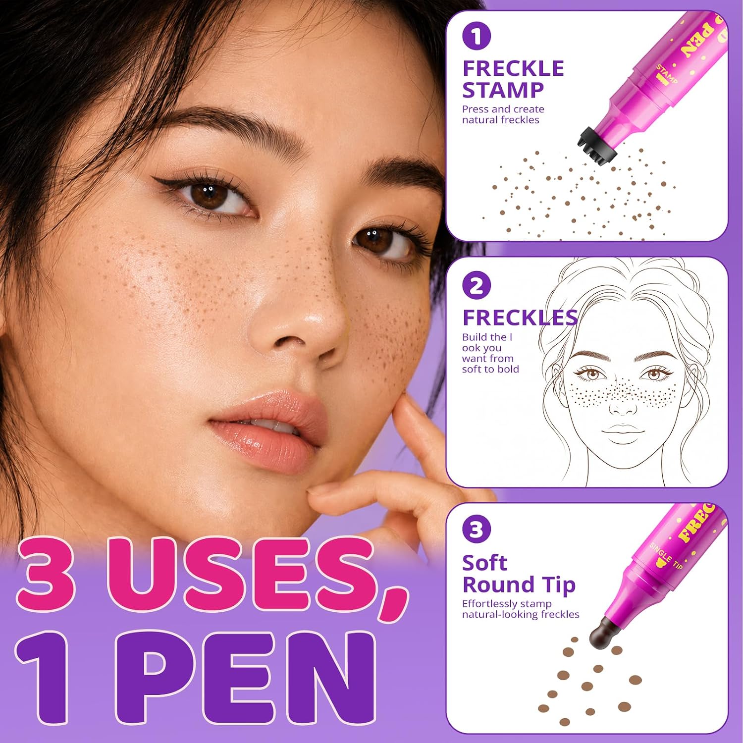 Thumbnail 6 de Jolilab Dual-Ended Freckle Stamp Pen, Shades 02 + 04, Sponge Stamp and Precision Tip