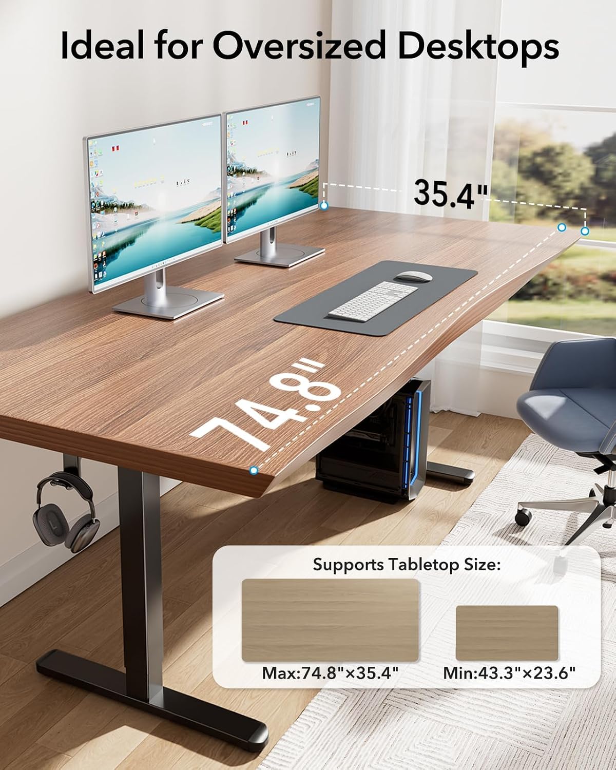 Detalle 2 de HUANUO Standing Desk Frame, 220 lb Capacity