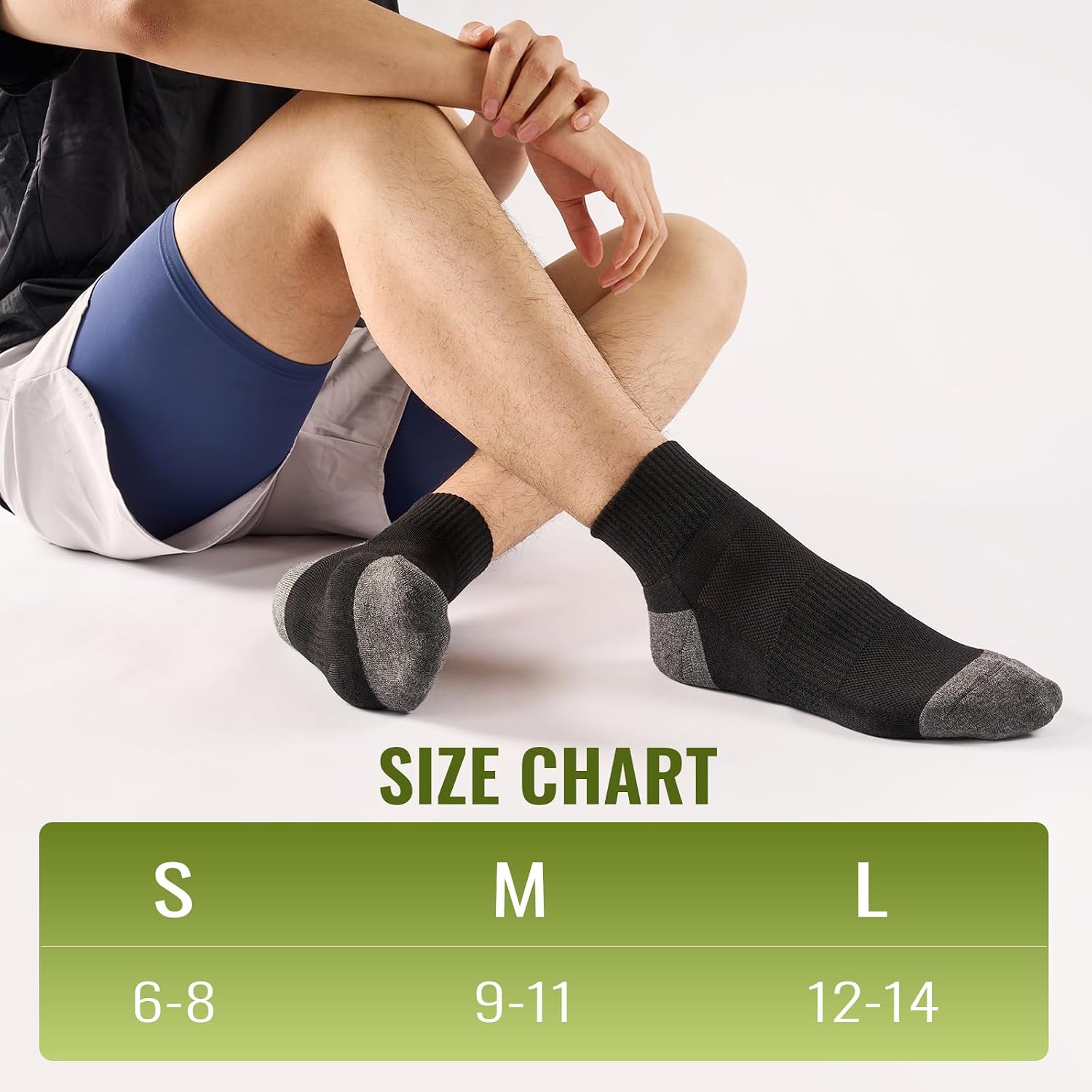 Detalle de SukModen Compression Ankle Support Running Socks (3 Pairs) – Bamboo trainer socks for arch & plantar fascia support
