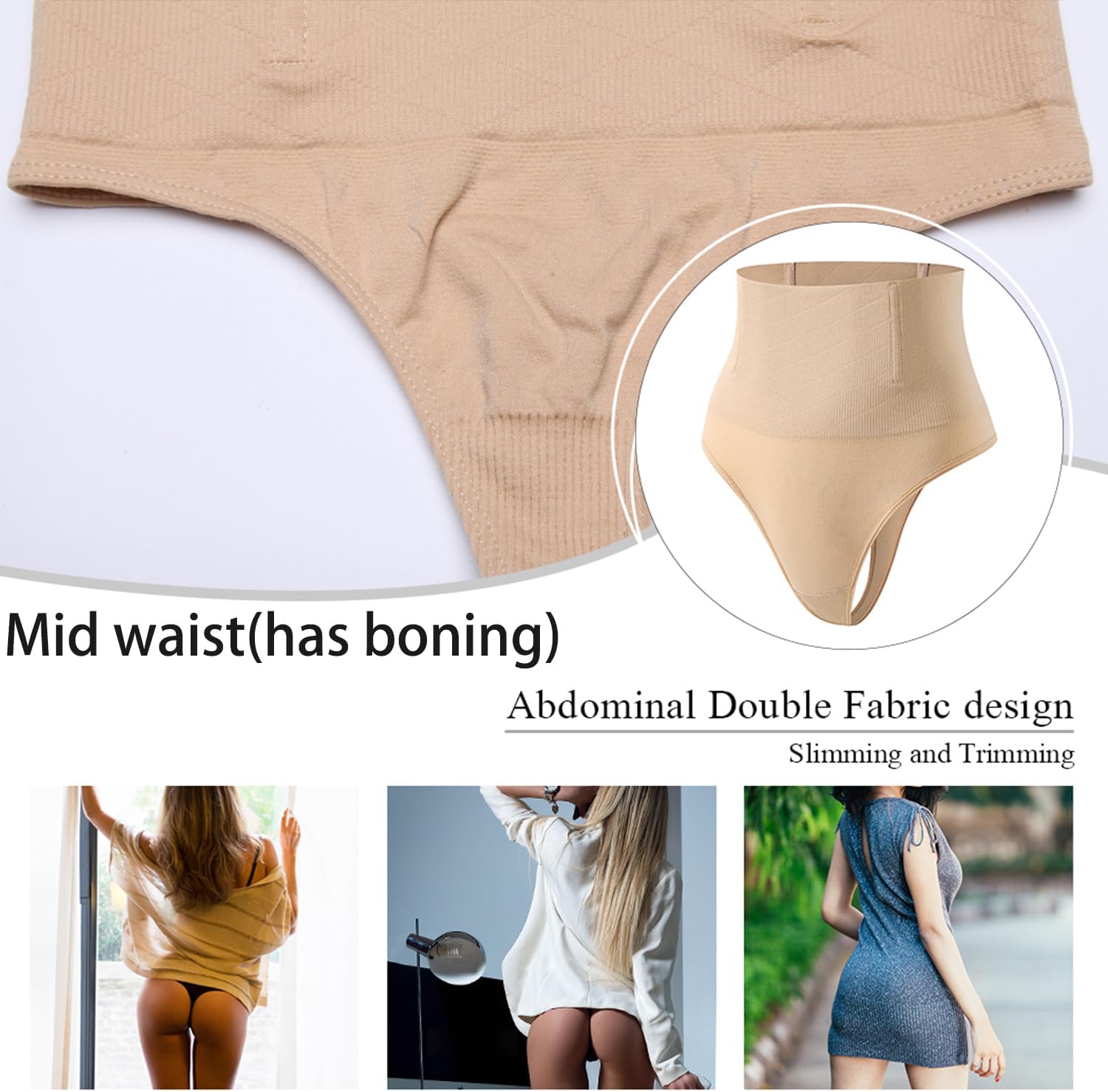 Thumbnail 3 de Werena Tummy Control Thong Shapewear for Women — Seamless Light-Compression Body Shaper