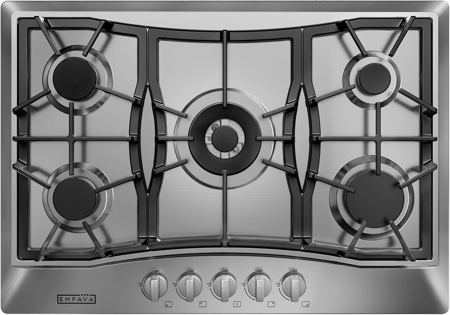 Detalle de Empava 30 Inch Built-in Gas Cooktop, 5 SABAF Burners, Stainless Steel