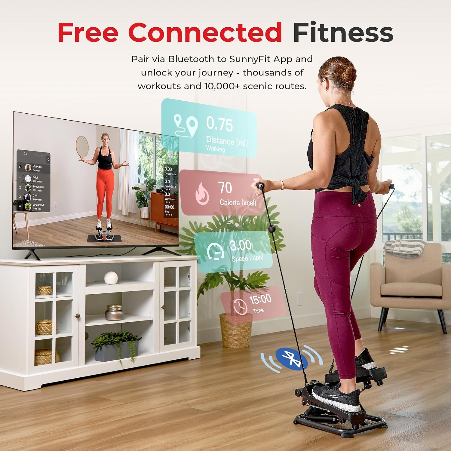 Thumbnail 3 de Sunny Health & Fitness SF-S0978SMART – skrętny mini stepper z taśmami i aplikacją