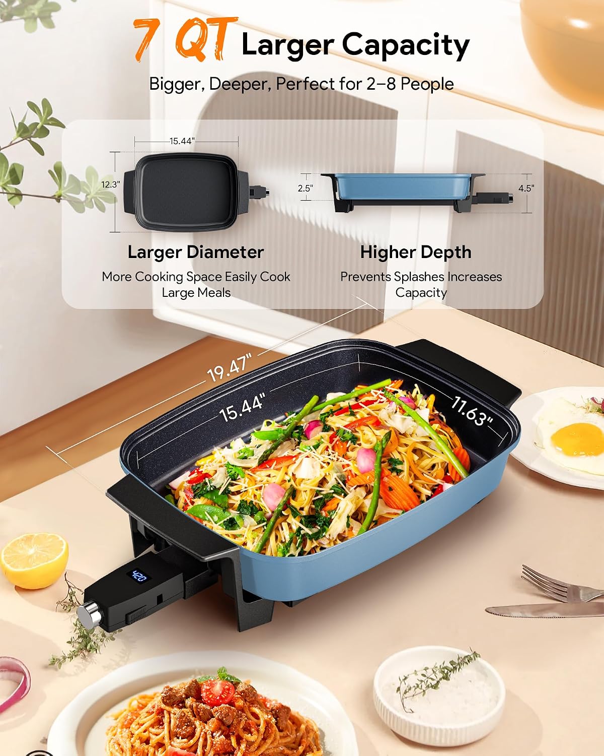 Thumbnail 6 de Nuwave Medley XL Digital Electric Skillet (7-qt) with Tempered Glass Lid, 100°–425°F Precision Heating, PFAS-Free G11 Nonstick