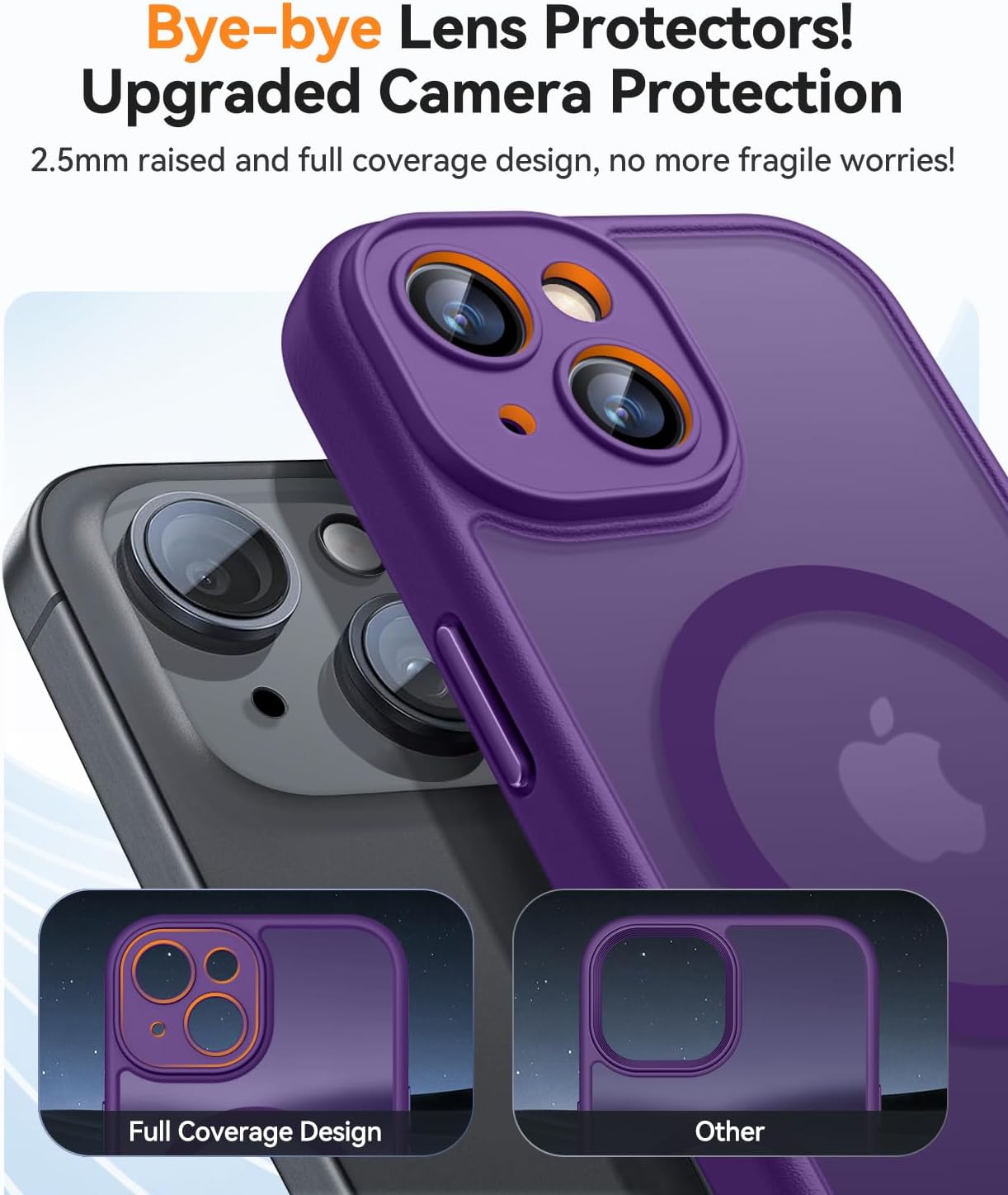 Thumbnail 2 de CANSHN Coque Magnétique pour iPhone 14 (6,1'') – Protection complète de la caméra, finition mate translucide Violet Foncé