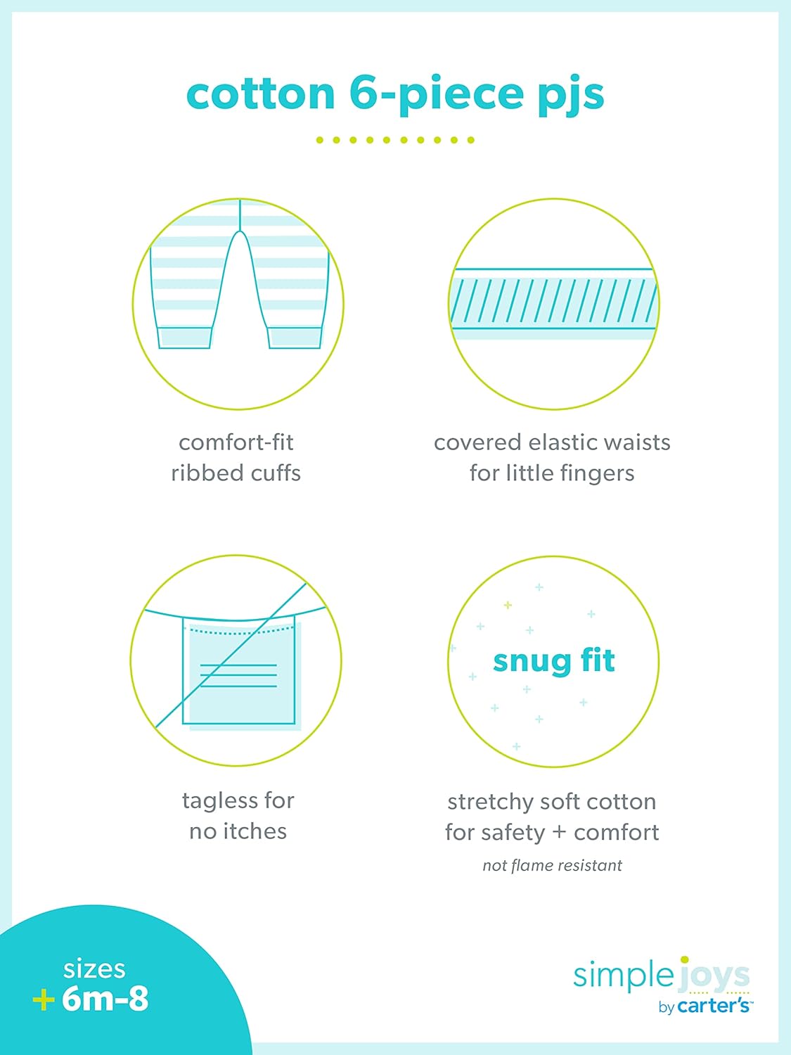 Detalle de Simple Joys Snug Fit Pajama Set, 6-piece