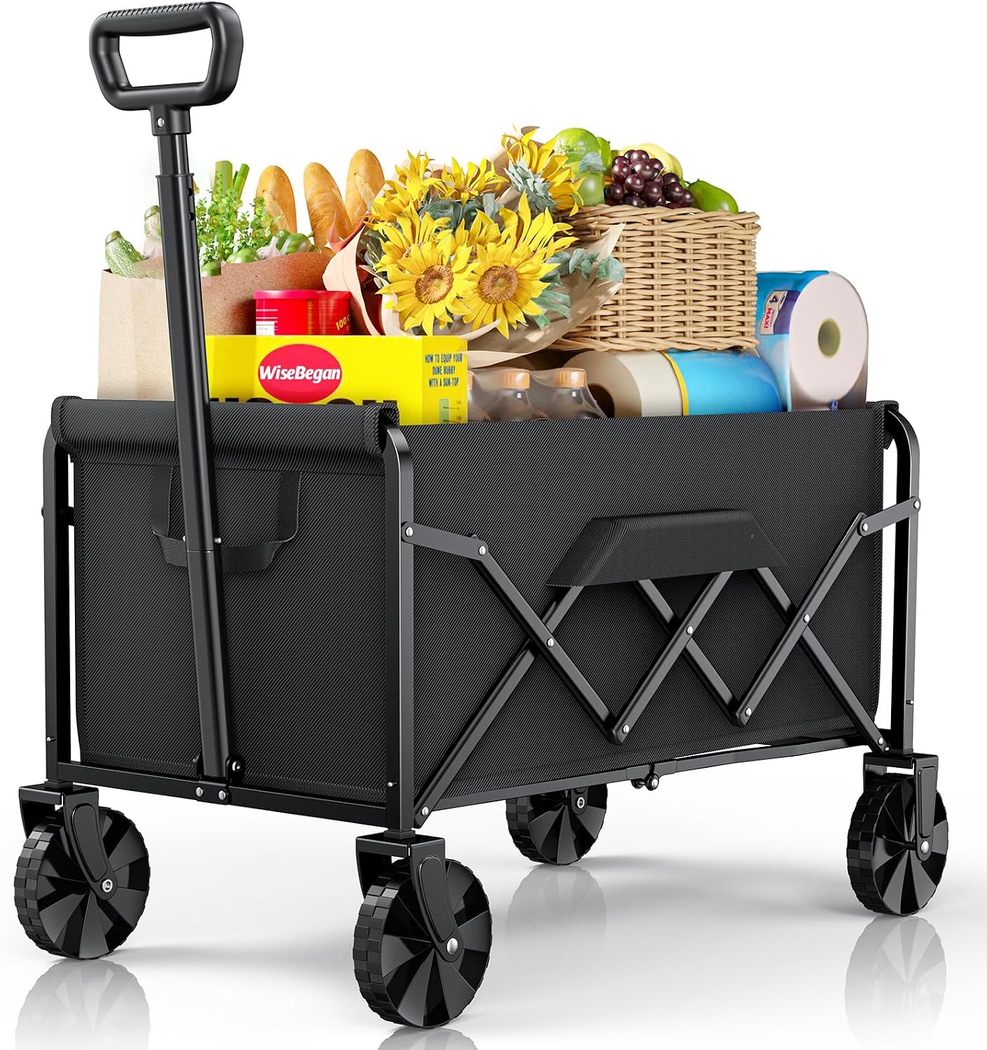 Detalle de WiseBegan 21007 Collapsible Wagon, 80 L, 200 lb Capacity, Black