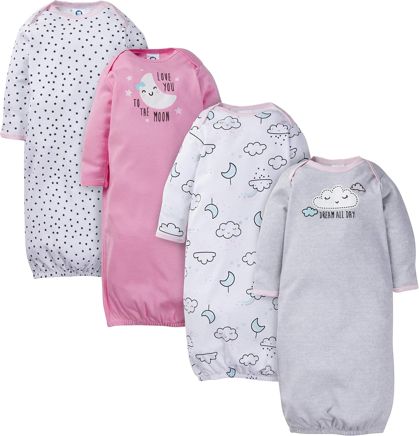Detalle de Gerber Neonate Confezione da 4 abiti da notte, Nuvole (Preemie)