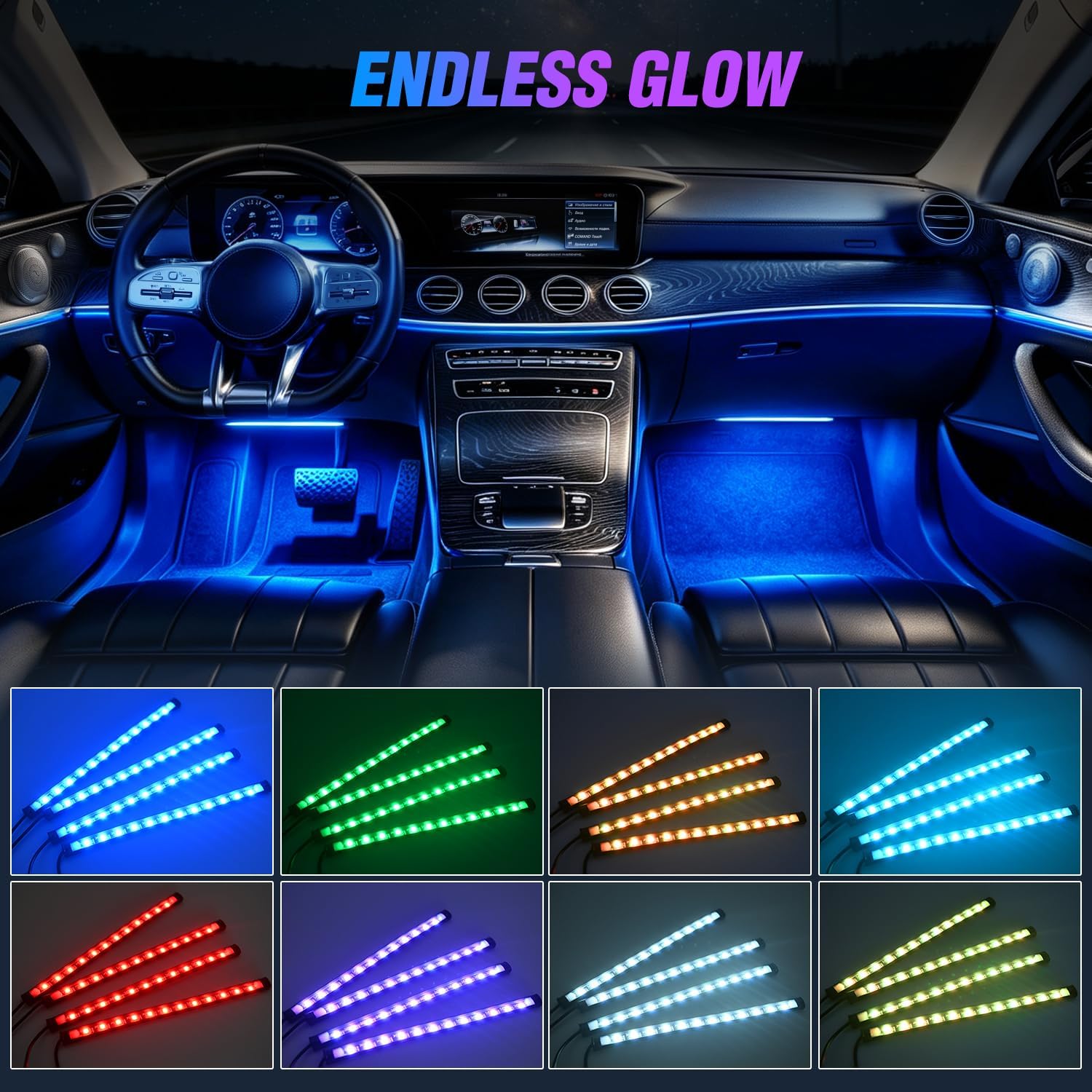 Detalle 2 de Nilight TR-06 4PCS 48 LED Interior Music Car Strip Lights (DC 12V) with Sound Active + Wireless Remote