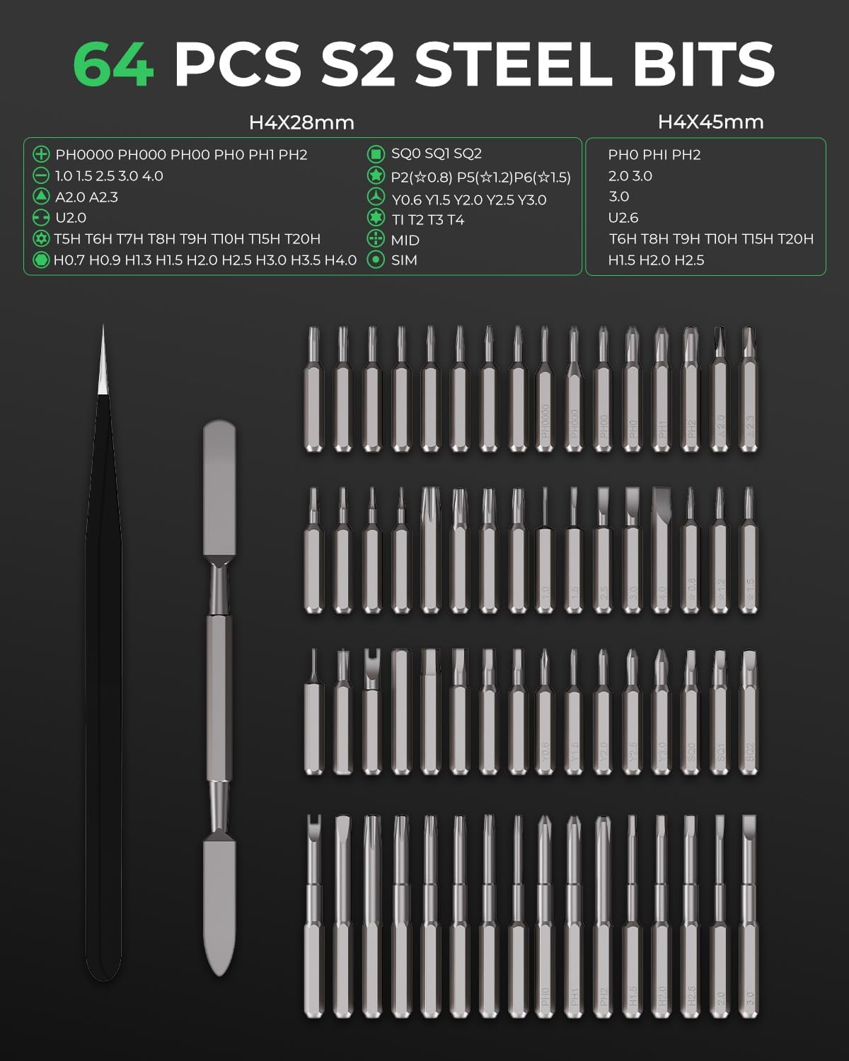 Thumbnail 5 de 3.7V Mini Electric Screwdriver Set 68-in-1 — 64 S2 bits 🛠