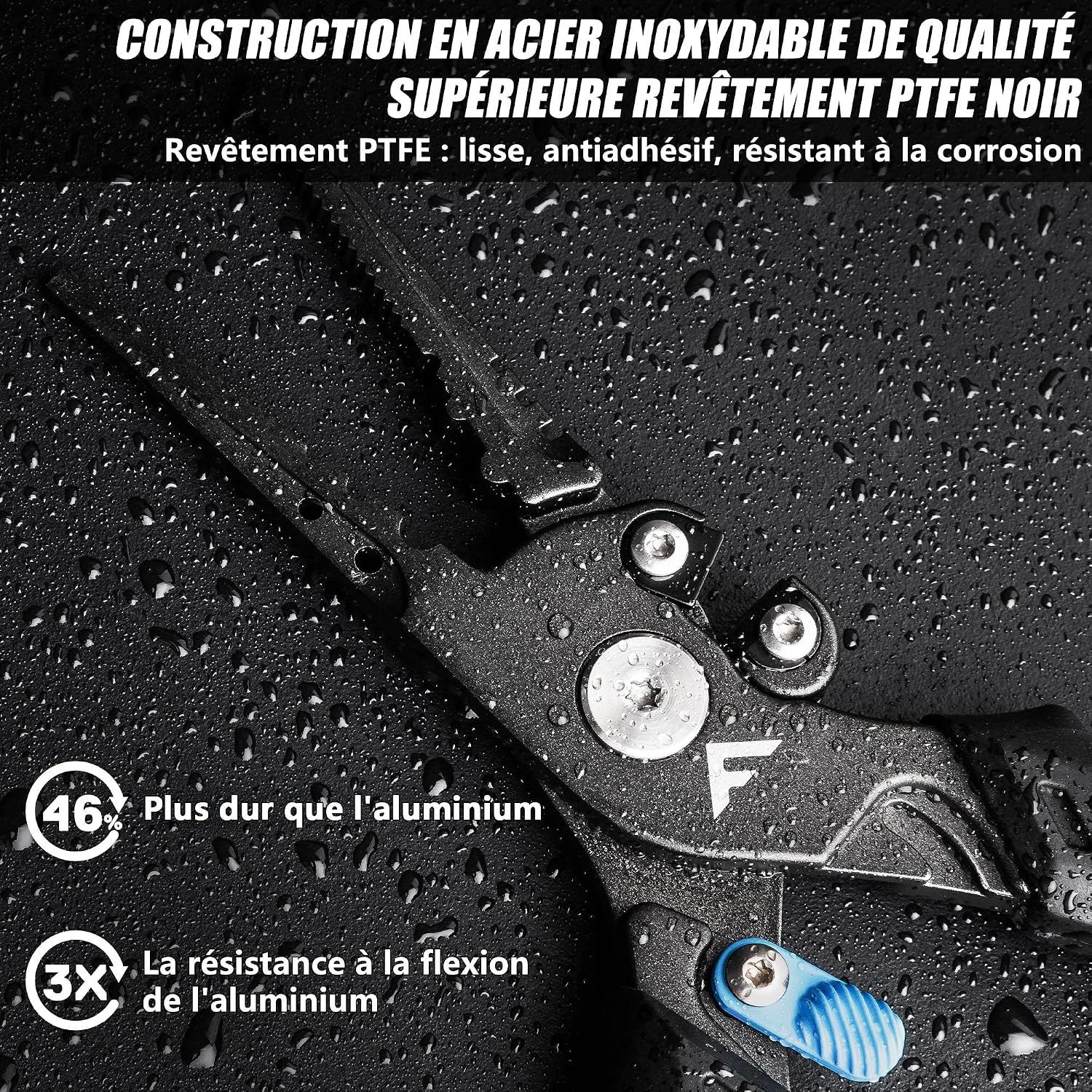 Detalle de FLISSA multifunctionele vistang van 19 cm met TPR-handgreep en veiligheidsslot