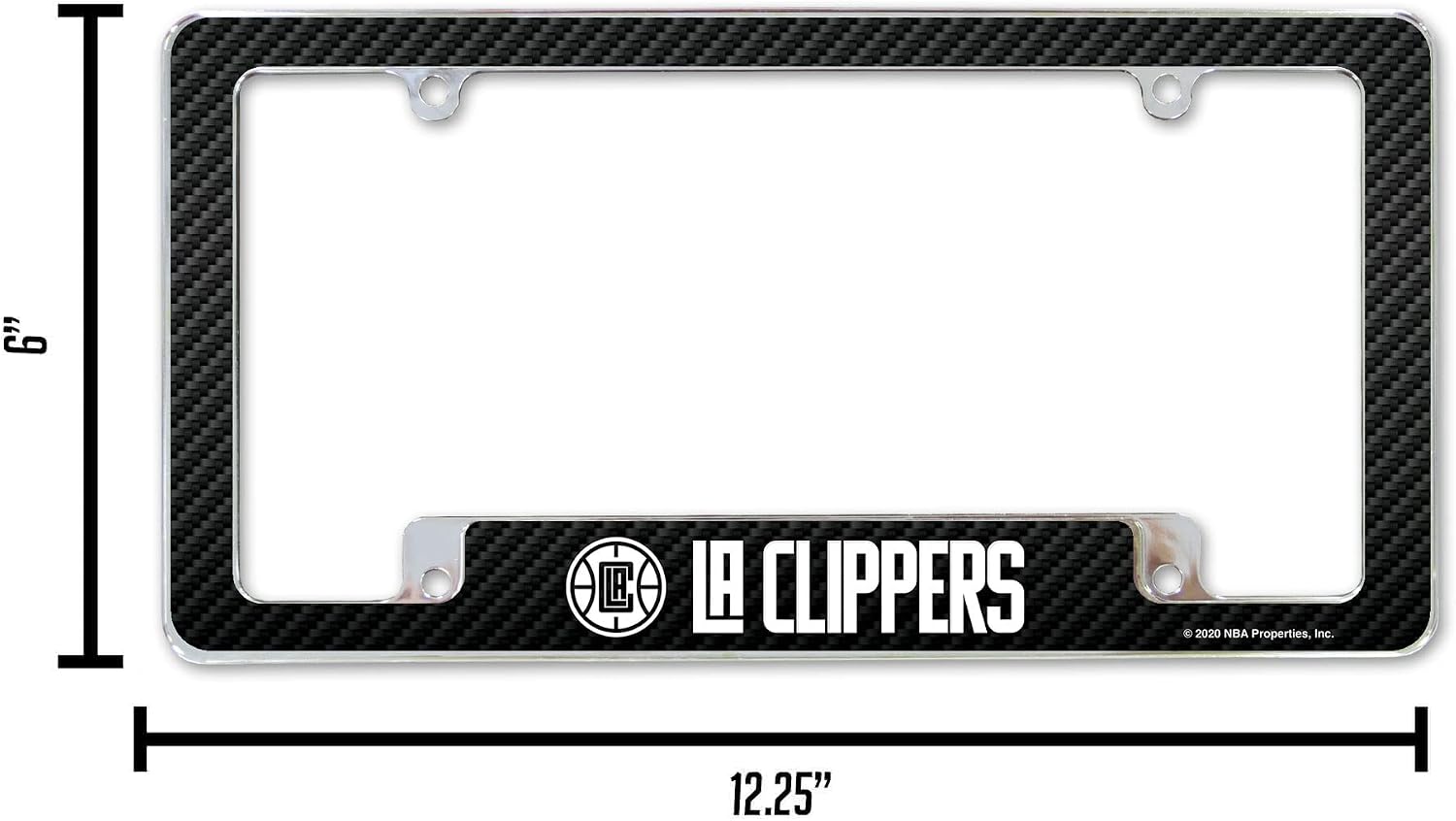 Detalle de Rico Industries NBA Basketball Primary 12" x 6" Chrome All Over License Plate Frame
