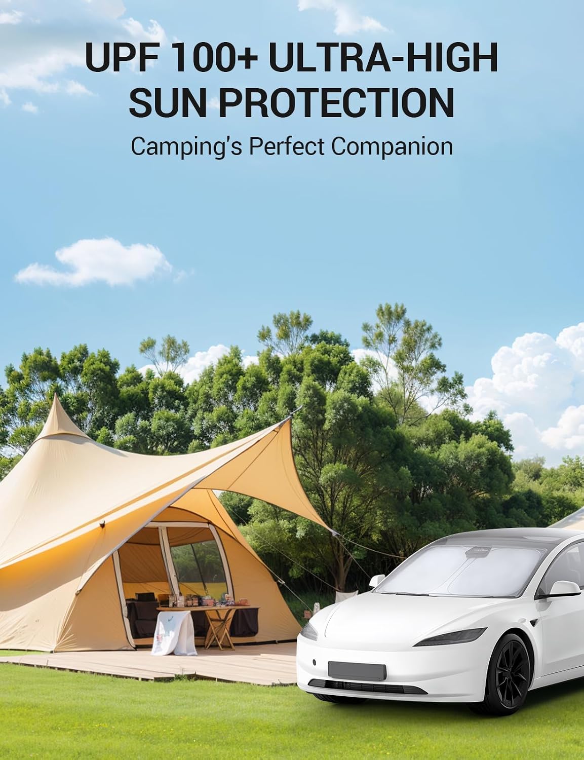 Thumbnail 6 de BASENOR 2026 Tesla Model Y Windshield Sunshade (Nano Ice Crystal) — 4-in-1 Heat and UV Protection for Model 3/Model Y (2017-2026)