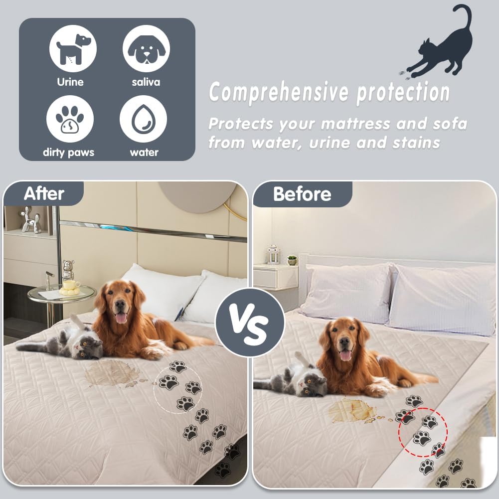 Thumbnail 6 de DUJUIKE 100% Waterproof Couch Cover for Dog (3 Seater) – Cream, 76 x 180cm