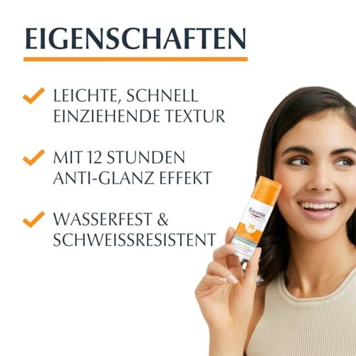 Detalle 2 de Eucerin Oil Control Sun Face Gel-Cream LSF 30 (50 ml) – Parfümfrei für empfindliche, fettige und akneneigende Haut