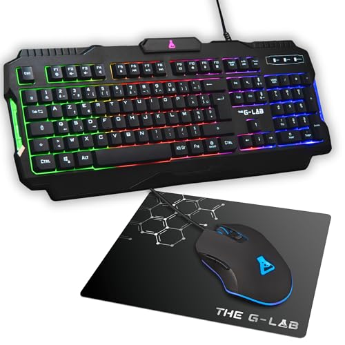 Detalle de The G-Lab Combo Hélium – Clavier + Souris + Tapis 3 en 1 pour PC, PS4/PS5 et Xbox