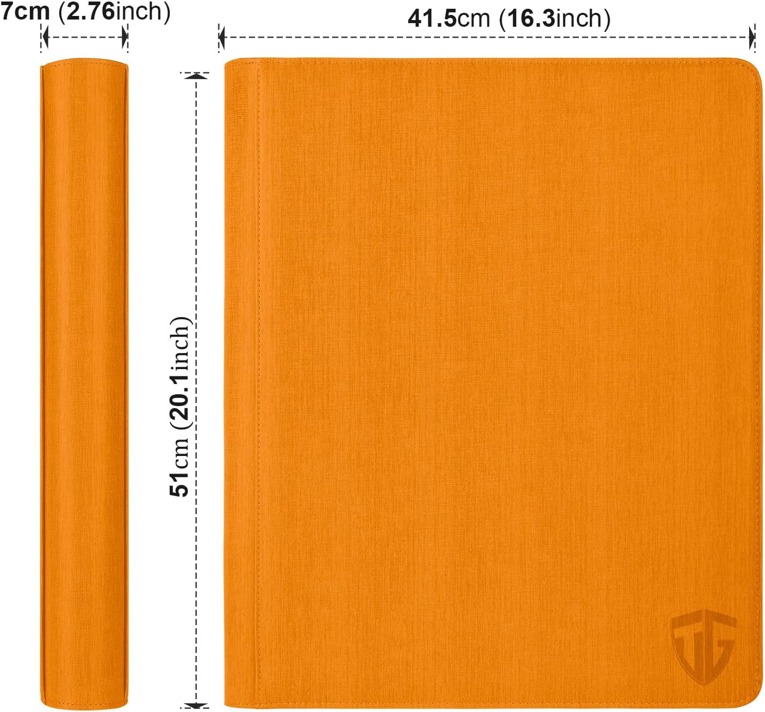 Thumbnail 3 de TCGUARD Toploader Sammelkarten Album – 640 Karten, 16 Fächer pro Seite, Reißverschluss, PU-Leder, 3x4" Toploader, Orange