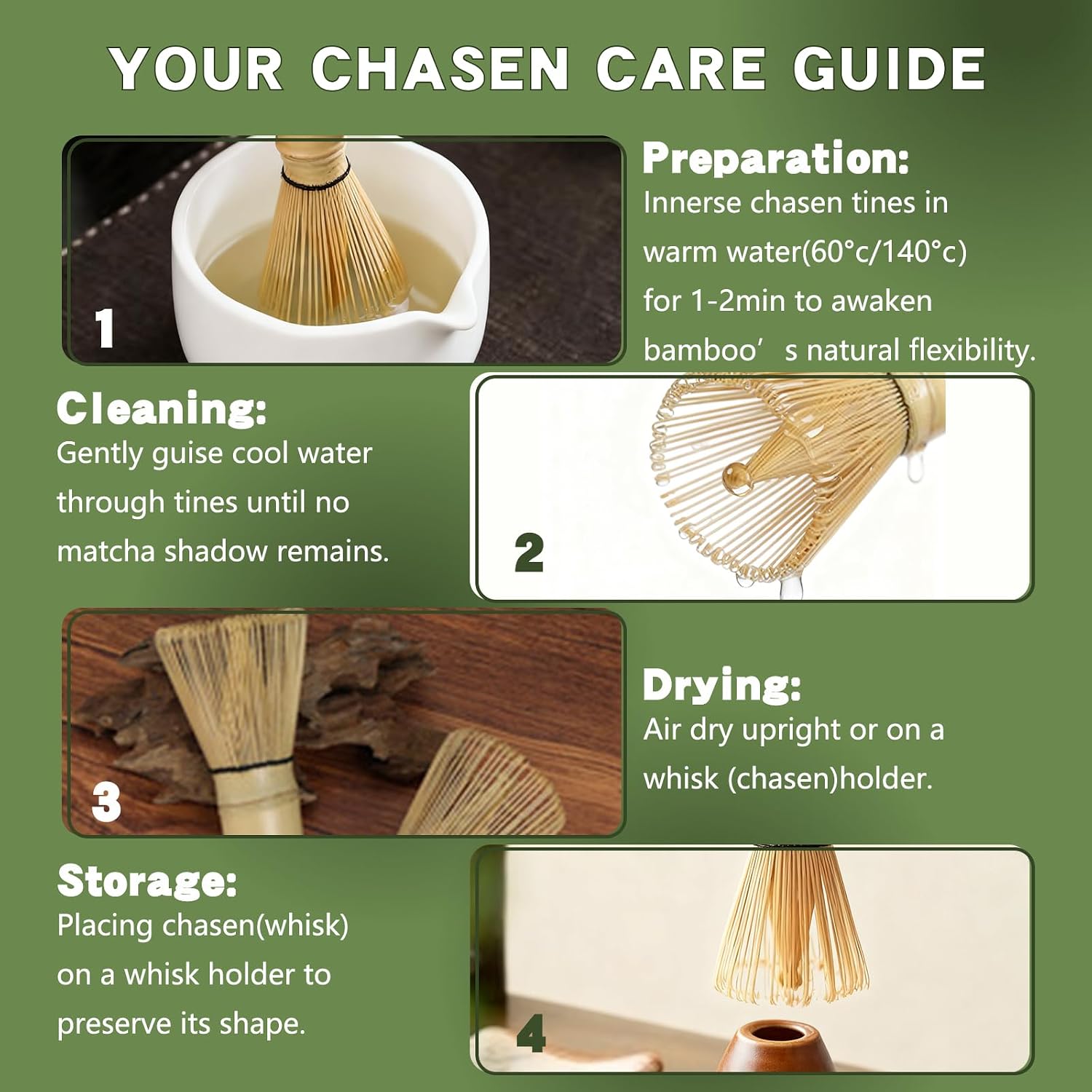 Thumbnail 3 de Clay&Fire Matcha Whisk (Chasen) — Handcrafted 100% Natural Bamboo, ~150 Tines