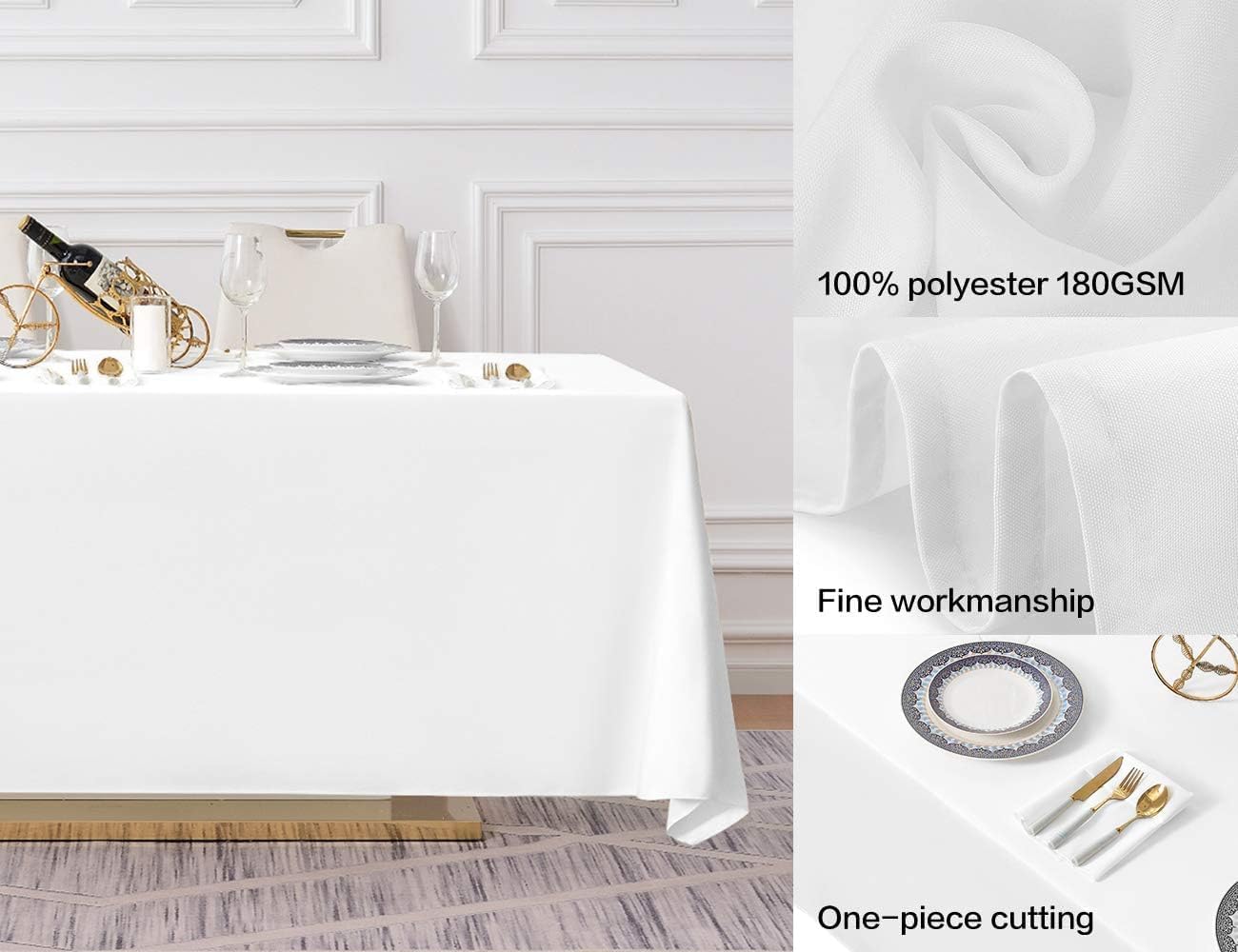 Detalle de Surmente 10 Pack White Rectangle Tablecloth 90 x 156 Inches