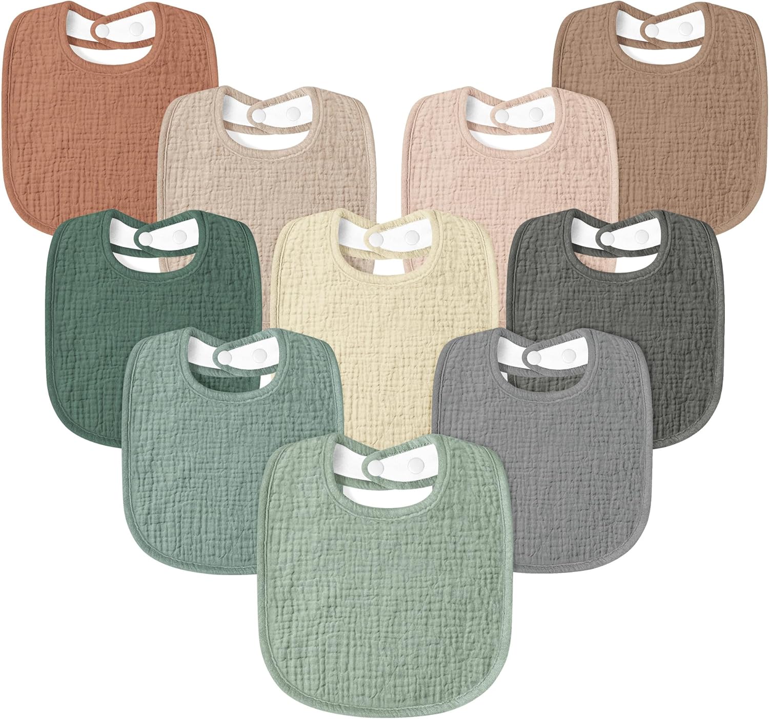 Thumbnail 5 de Susurration Muslin Baby Bibs 10Pack – soft square bandana drool bibs with adjustable snaps