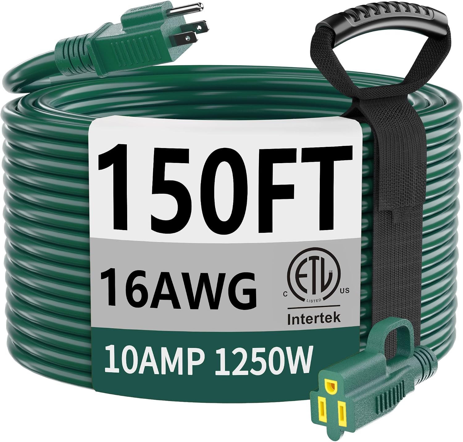 Detalle de HUANCHAIN 16/3 Gauge 150 ft Outdoor Extension Cord, Green, 10A