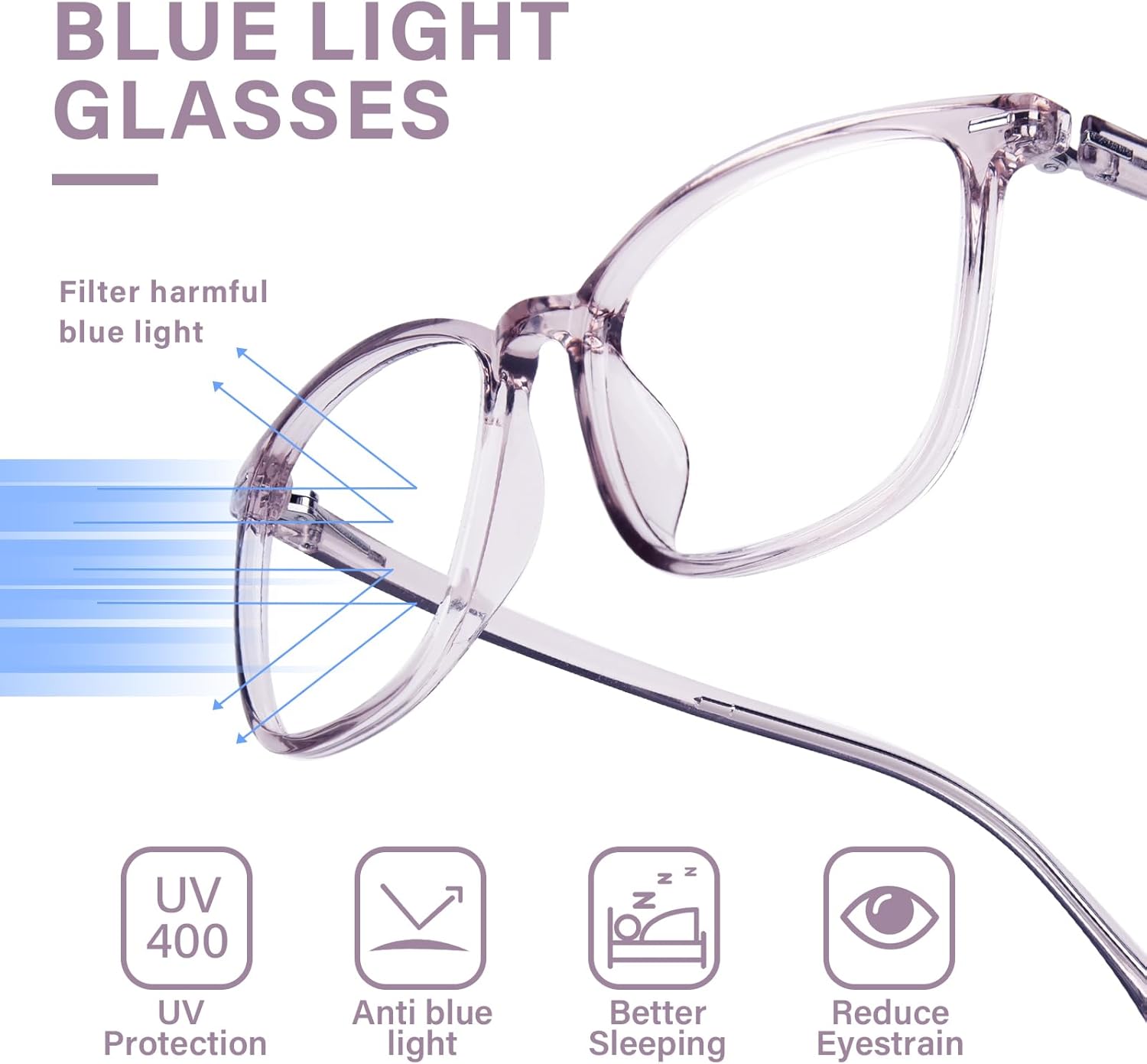 Thumbnail 3 de FONHCOO Blaulichtfilter Brille Damen TR90 – Leichte, sehstärkefreie Brille gegen Augenbelastung in Lila