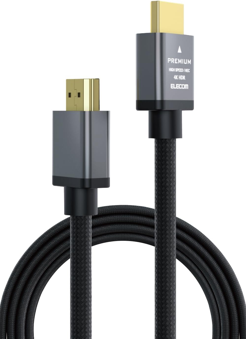 Detalle de エレコム ECDH-HDP30SBK HDMIケーブル Premium Ver2.0 3m、ナイロンメッシュ・4K/60P・HDR対応