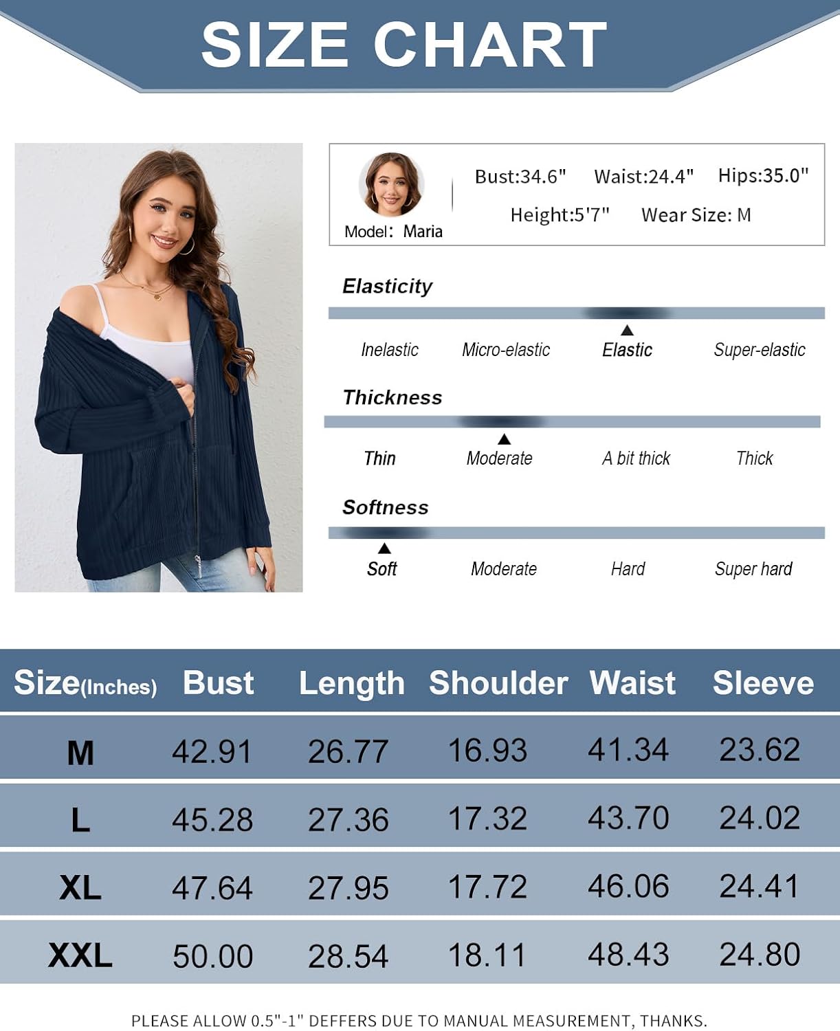 Thumbnail 5 de Flikity Womens Cardigan Zip Up Hoodie M-XXL