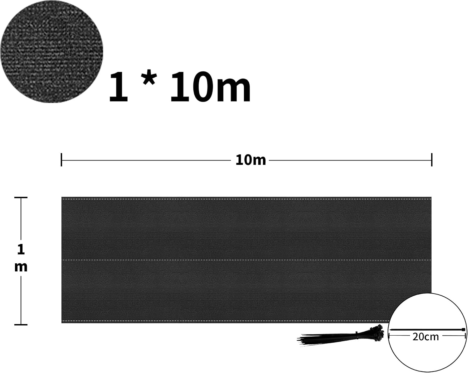 Detalle 2 de LZQ 150 g/m² HDPE Fence Screen, UV-Stabilised, Anthracite, 1.0 x 10 m