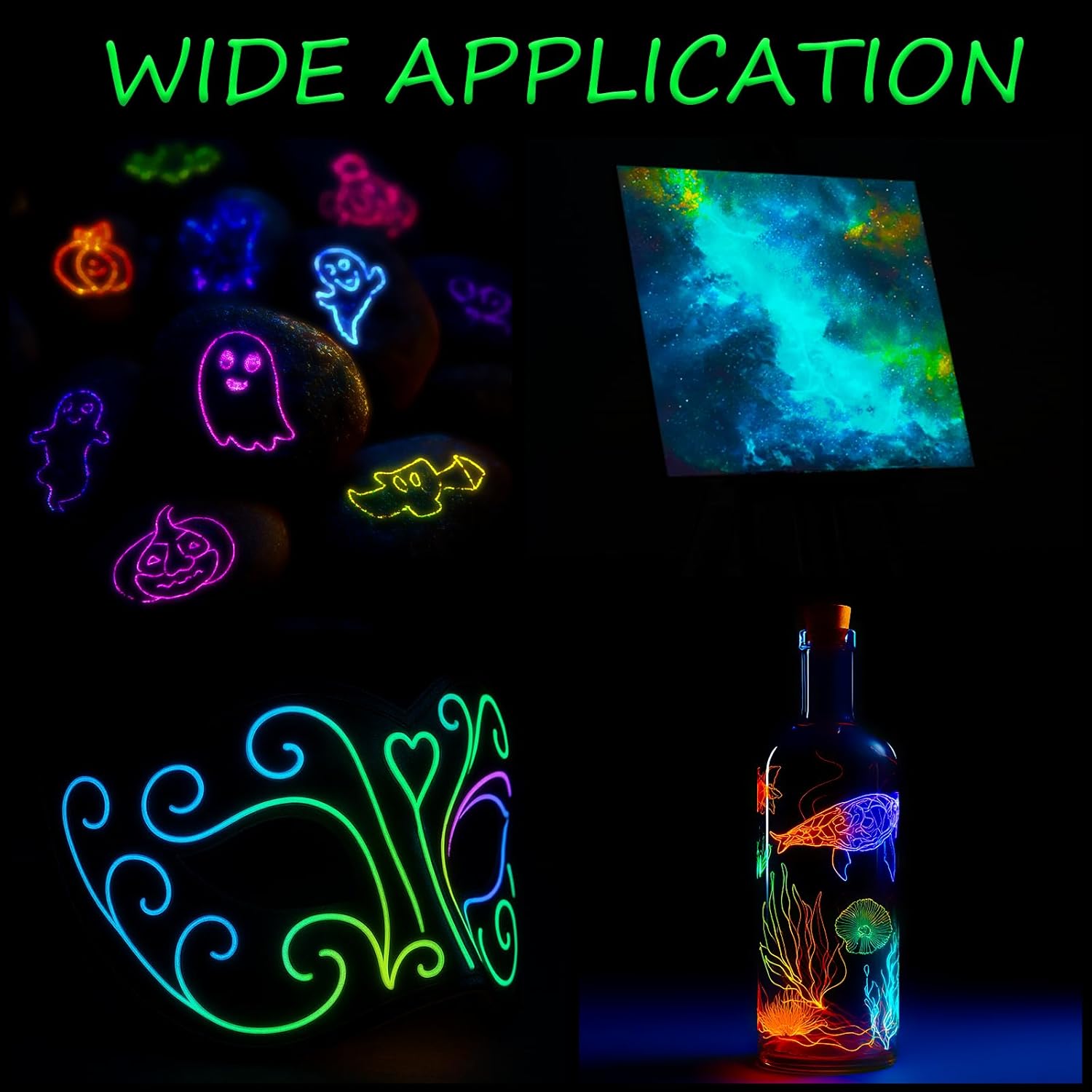 Thumbnail 5 de HOMY ARTY Nachtleuchtende Farben 20×30ml – 3D Leuchtfarben Set für Textilien, Papier, Leinwand und mehr