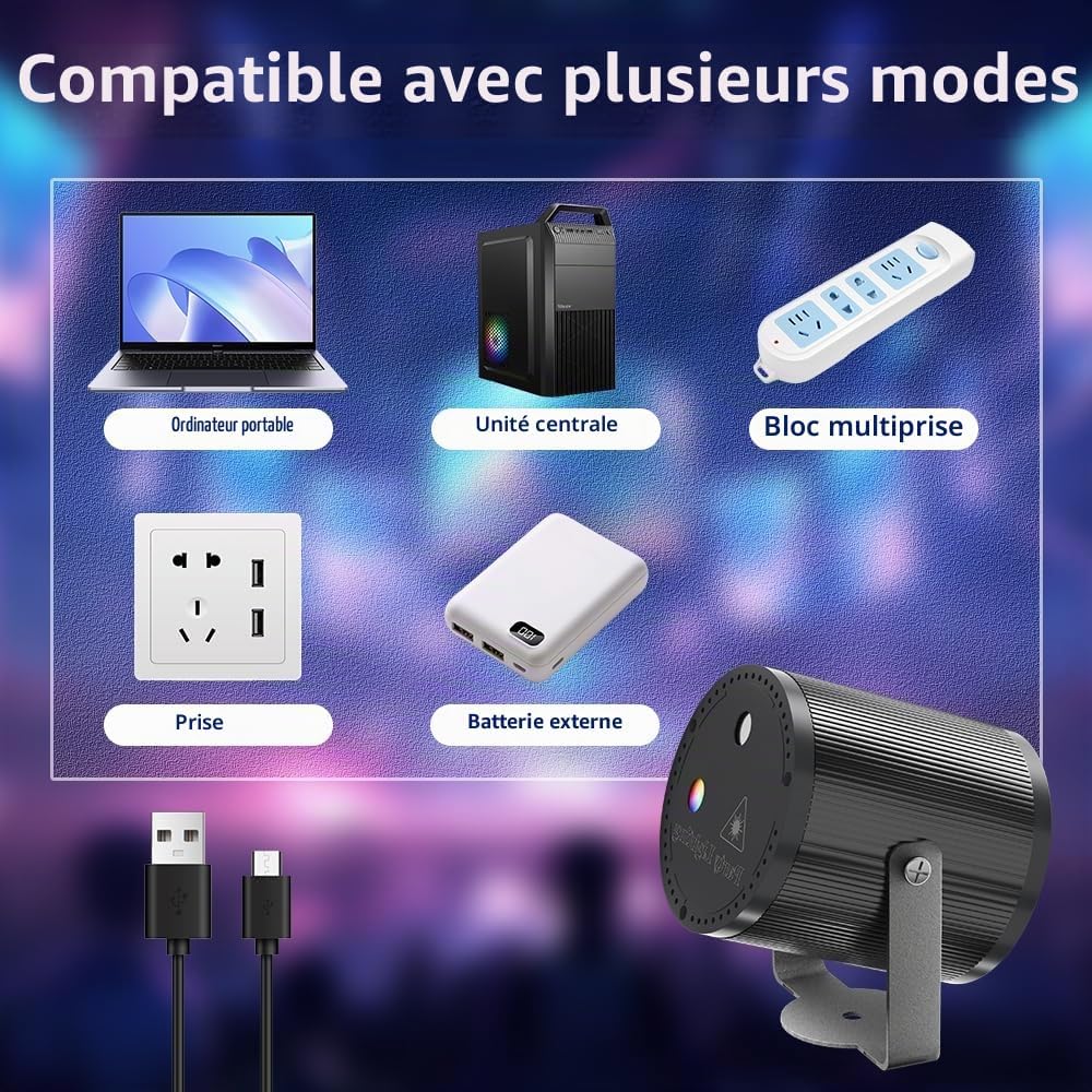 Thumbnail 6 de Mslitely EMS-036 LED-feestlamp met RGB- en patroonprojectie, afstandsbediening