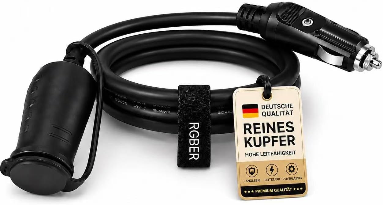 Thumbnail 5 de RGBer® 12V Zigarettenanzünder Verlängerungskabel mit Stecker – passend für Auto-Kühlbox und Kompressor