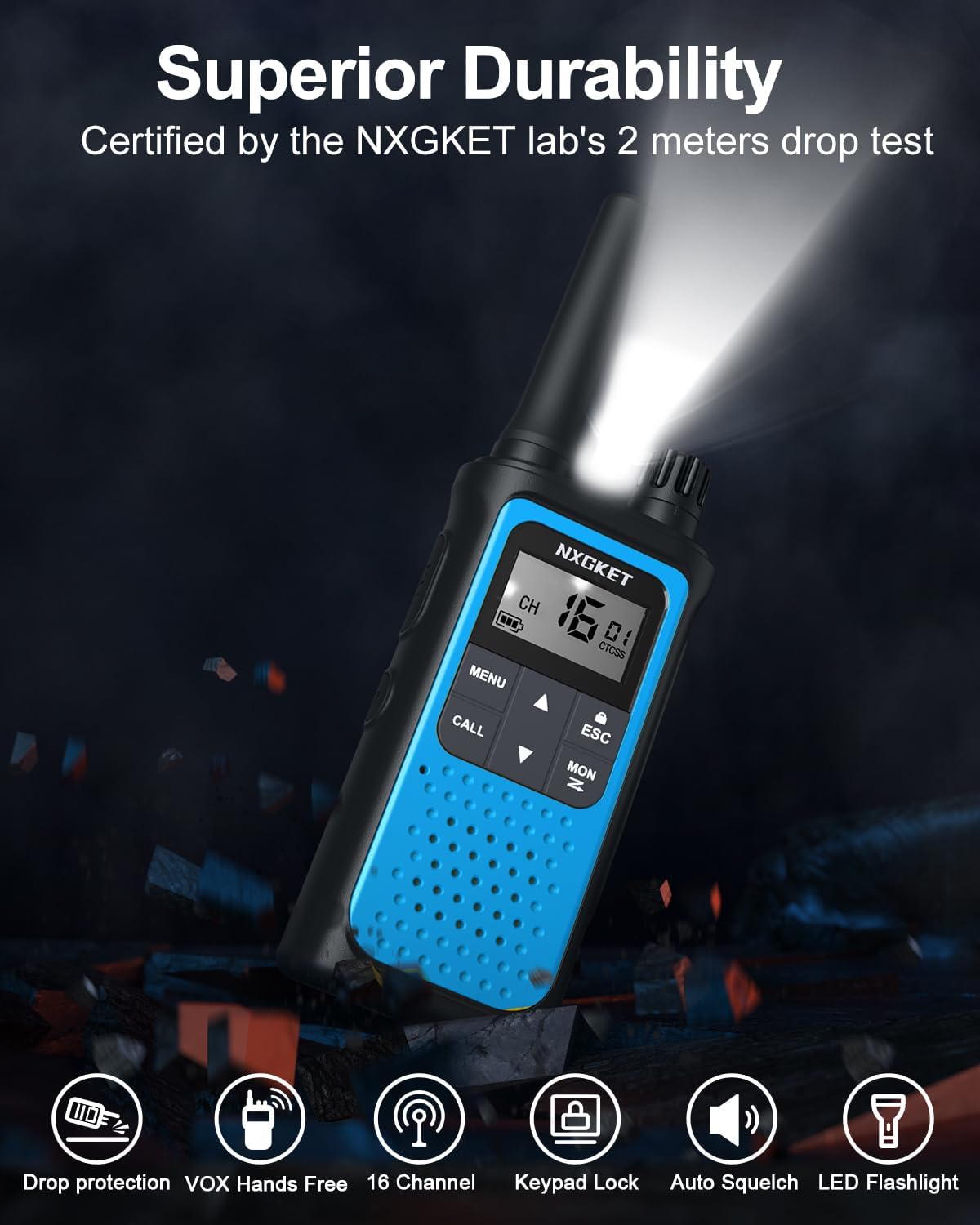 Detalle 2 de NXGKET Walkie Talkies 1800mAh PMR446
