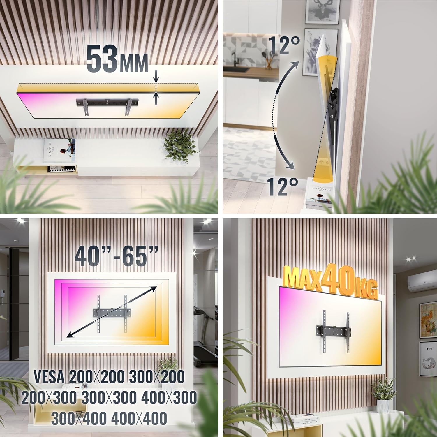 Detalle de RICOO N2144 Soporte TV pared 32-65