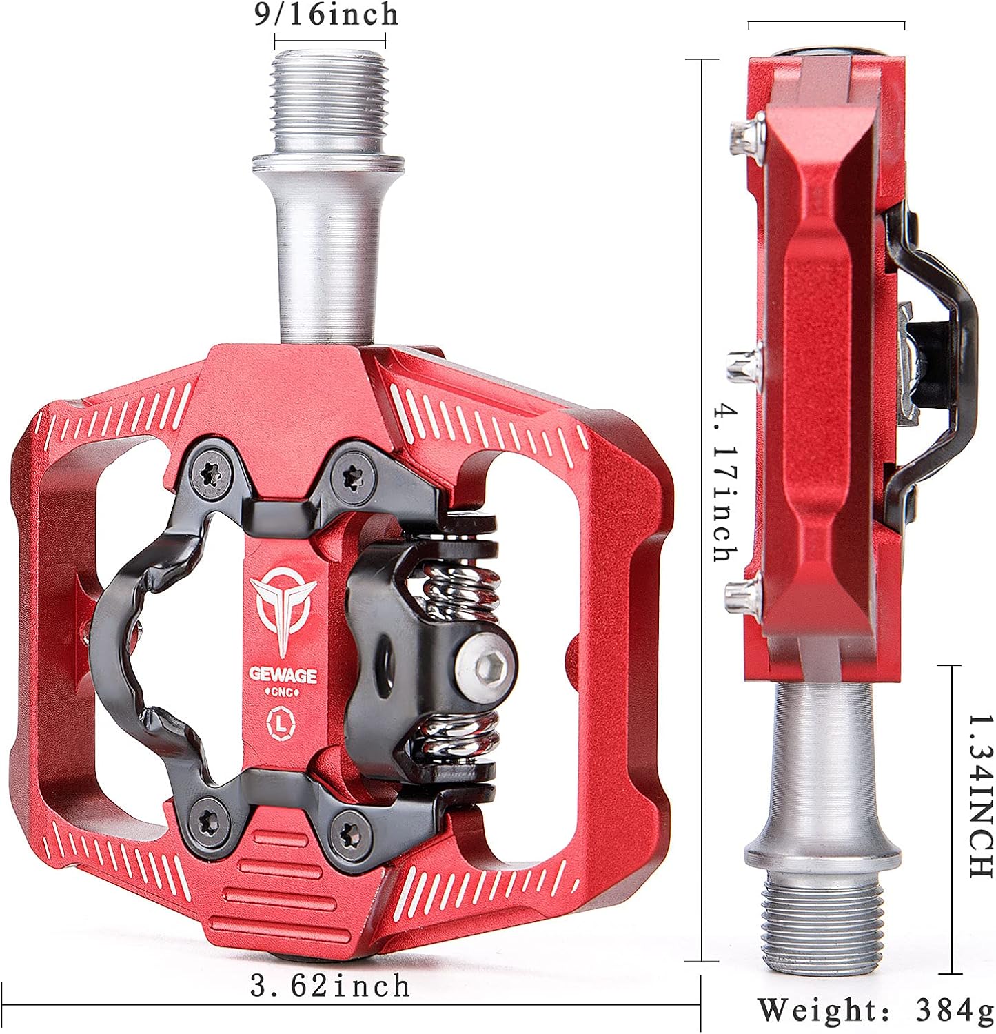 Thumbnail 1 de GEWAGE pedali per bicicletta SPD doppio lato con piattaforma antiscivolo e 9/16”