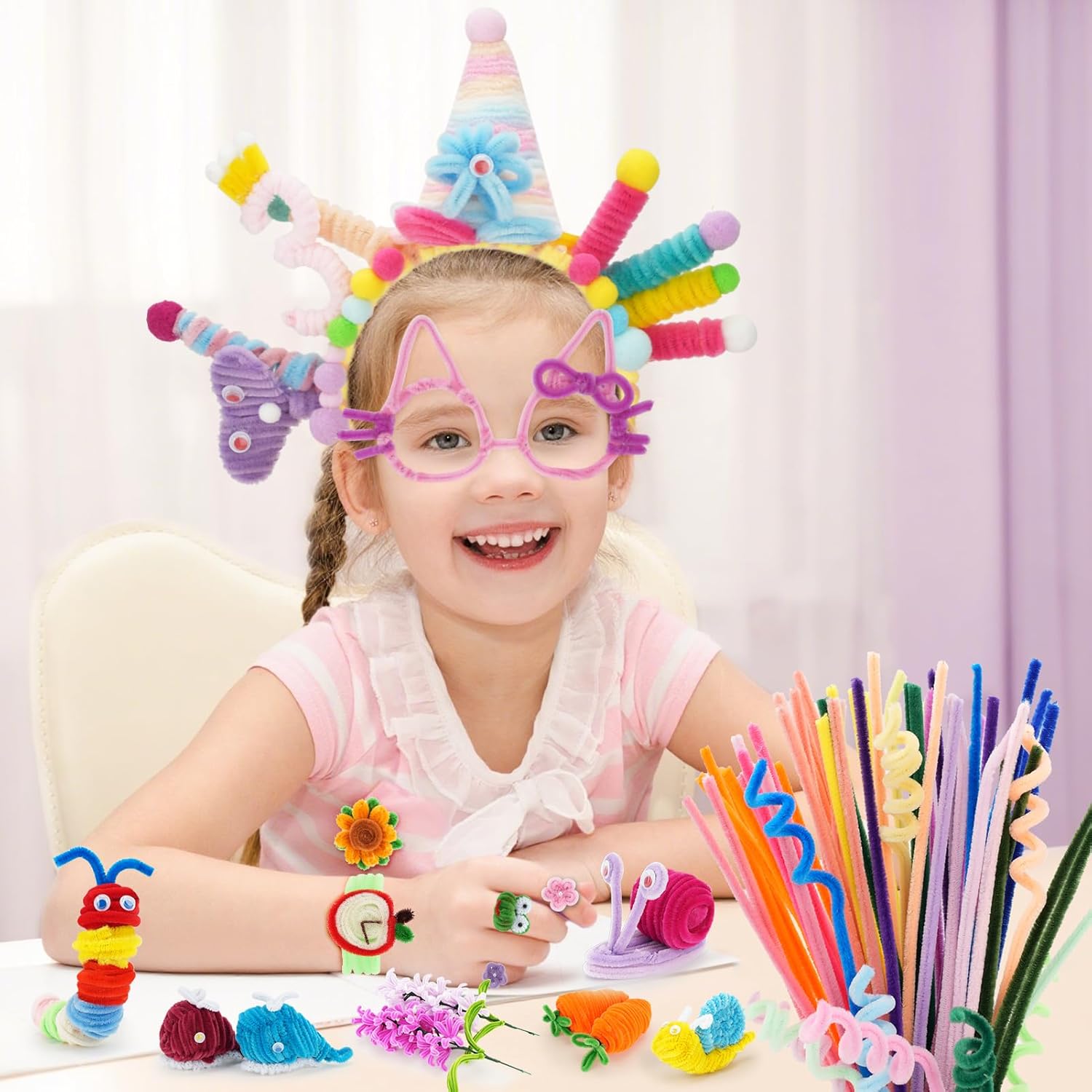 Thumbnail 3 de 1200-Piece Colorful Pipe Cleaners Bulk (48 Colors) for DIY Crafts, Arts, and Room Decor