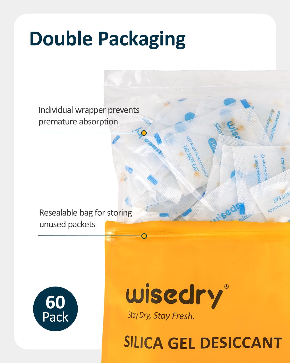 Detalle de Wisedry 5 gram silice gel con 60 confezioni