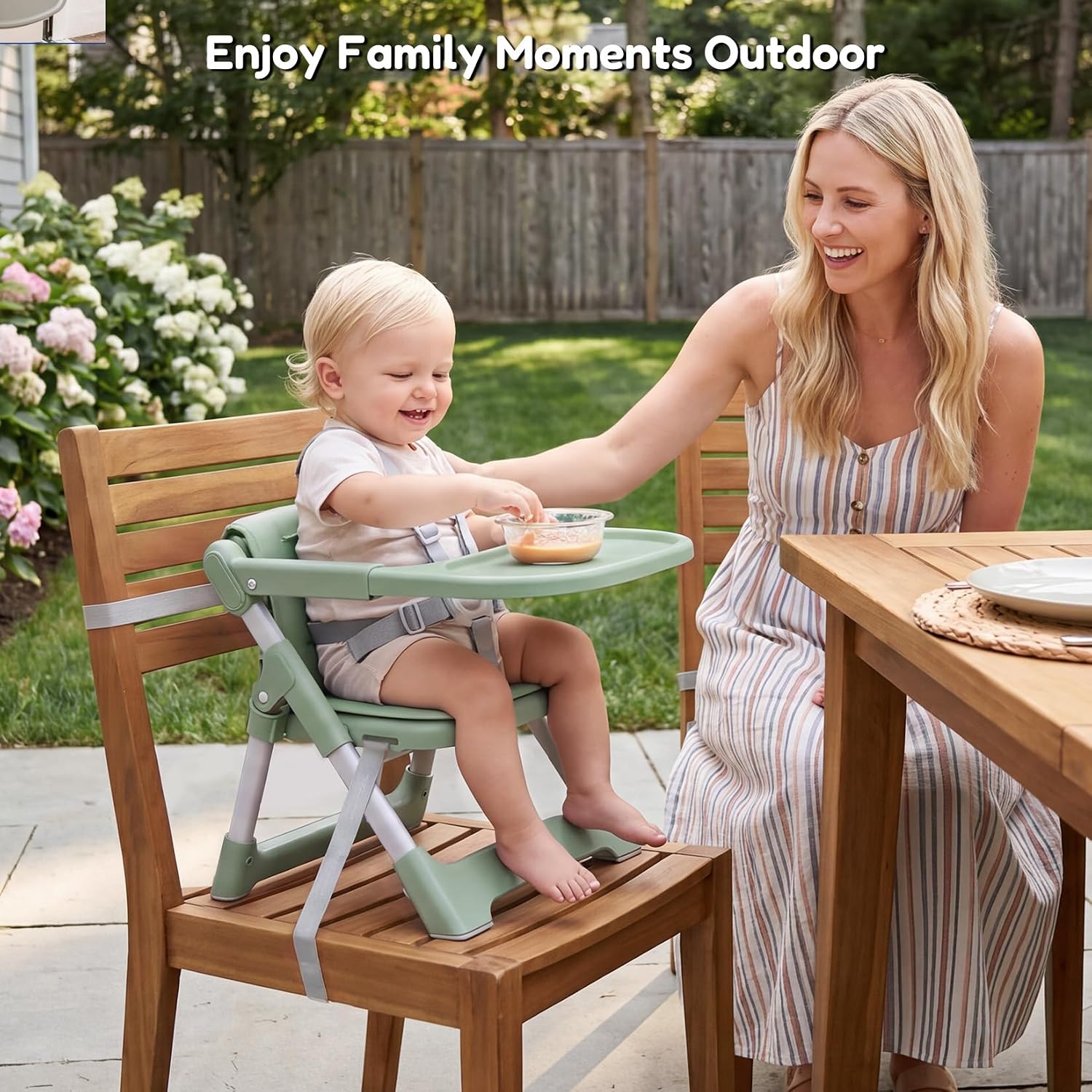 Detalle 2 de Ezebaby Portable Baby High Chair Booster Seat with 5-Point Harness and Adjustable Tray