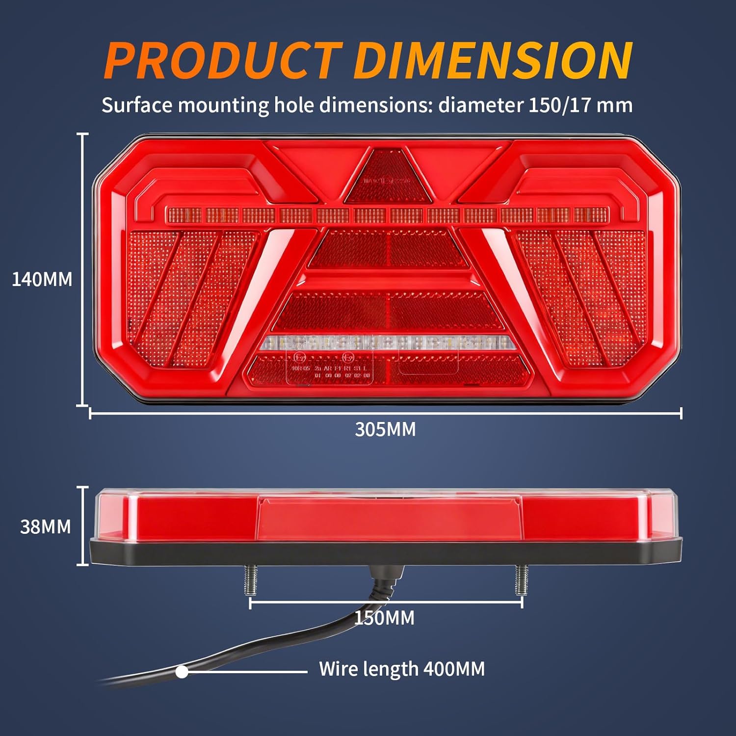Thumbnail 1 de Yuanjoy 2‑pcs LED trailer rear light set (12V/24V) – IP67 waterproof with indicators, reverse and rear fog