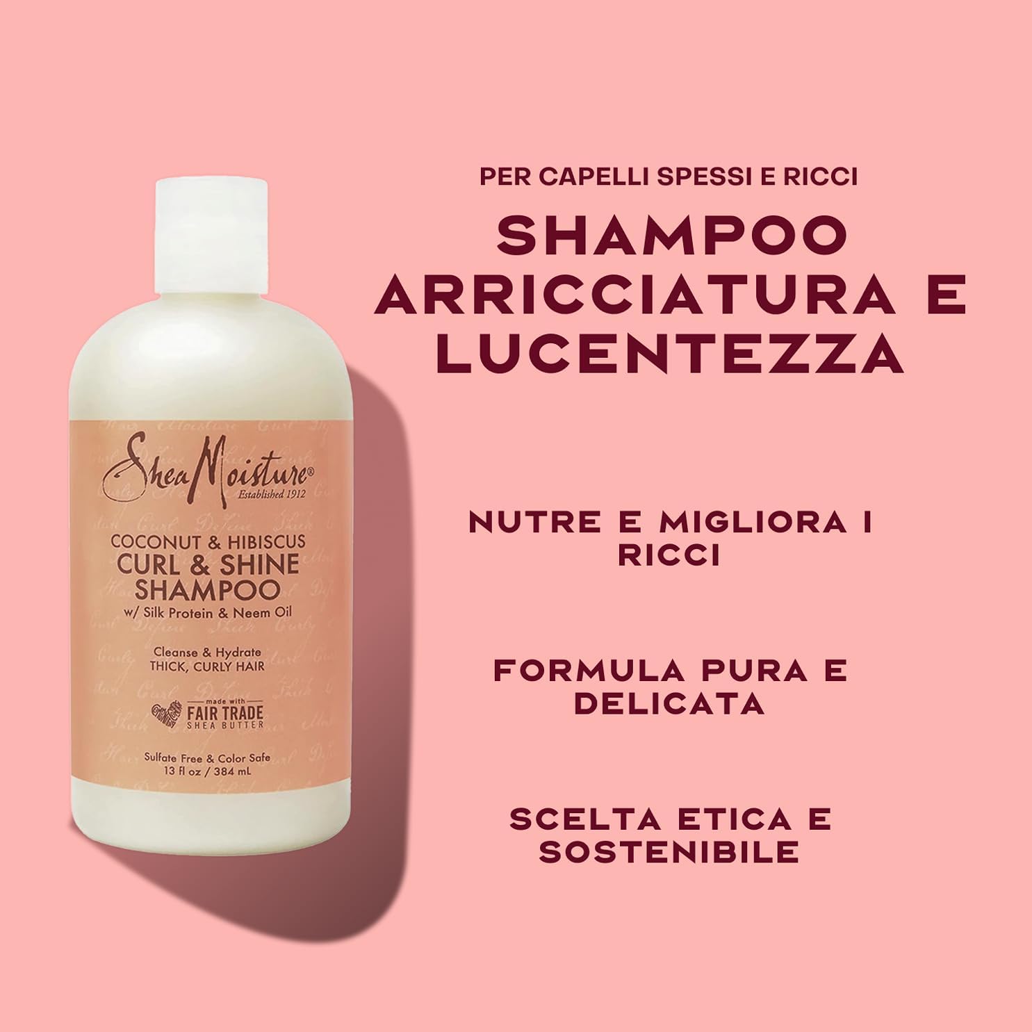 Thumbnail 1 de Shea Moisture Shampoo Curl & Shine 384 ml – Definizione Ricci e Lucentezza con Cocco e Ibisco
