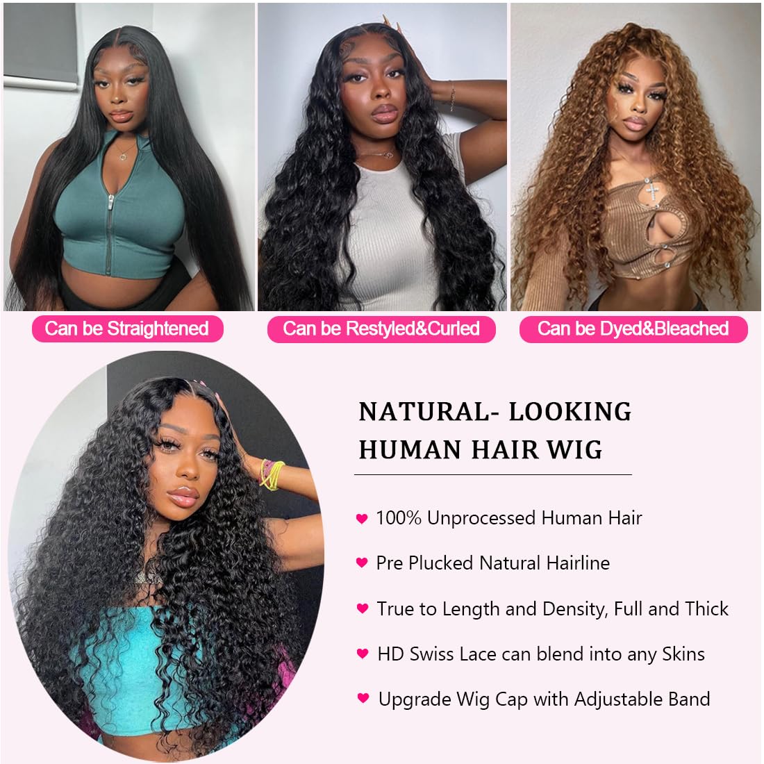 Thumbnail 4 de NUEAHWO Water Wave Lace Front Wig 13x6