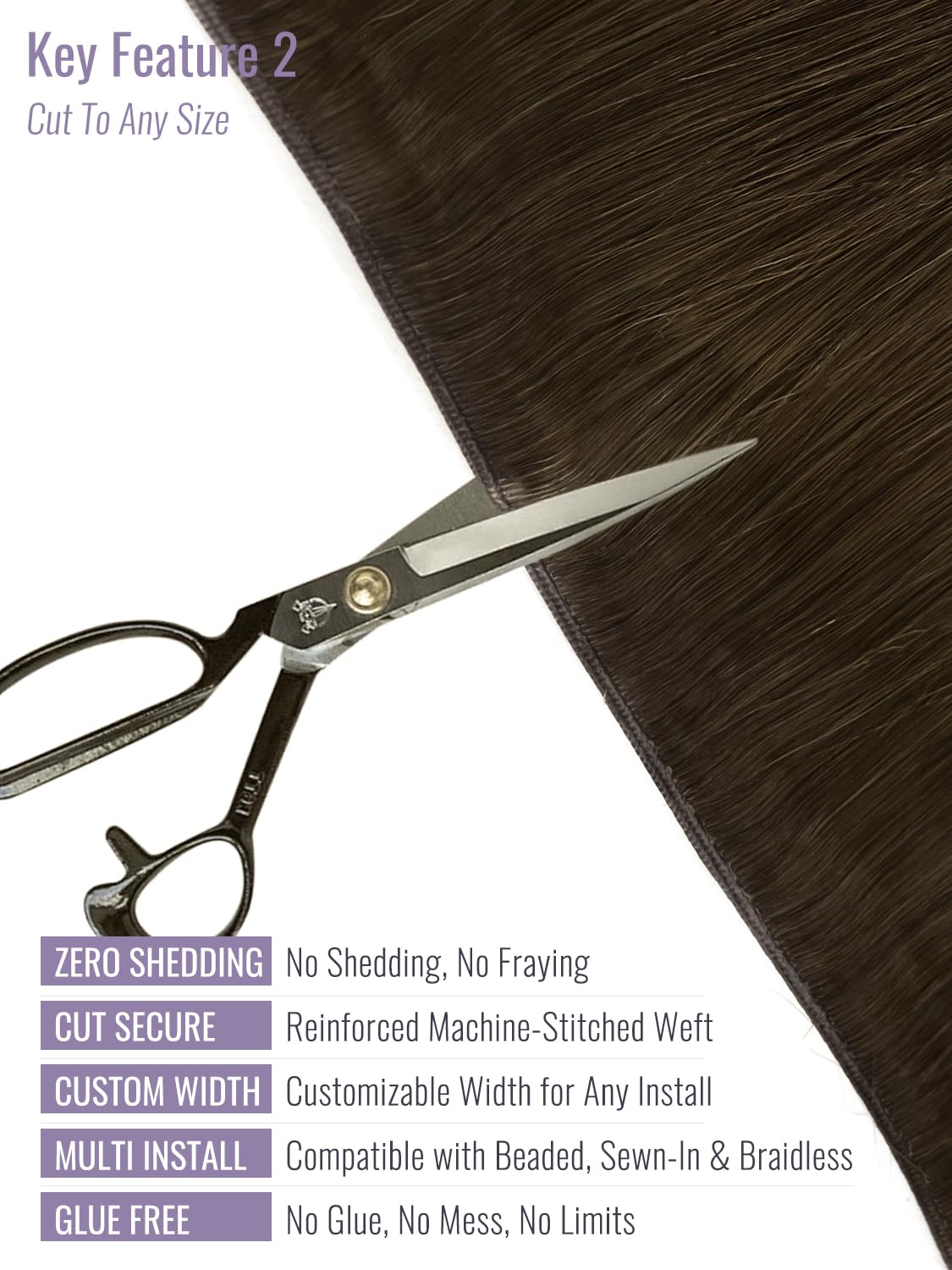 Detalle de Fshine Human Hair Genius Weft Chocolate Brown 16 Inch (50g) Real Human Hair Extensions